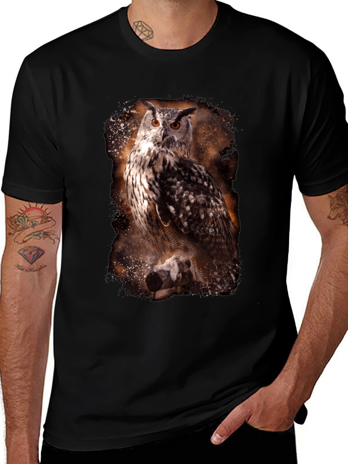 Variant 19 of Owl Print Crew Neck T-Shirt