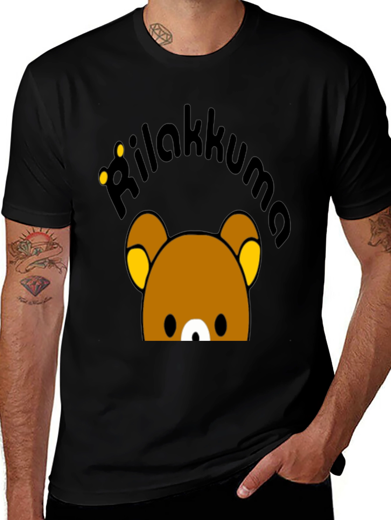 Rilakkuma Graphic Print Black T-Shirt