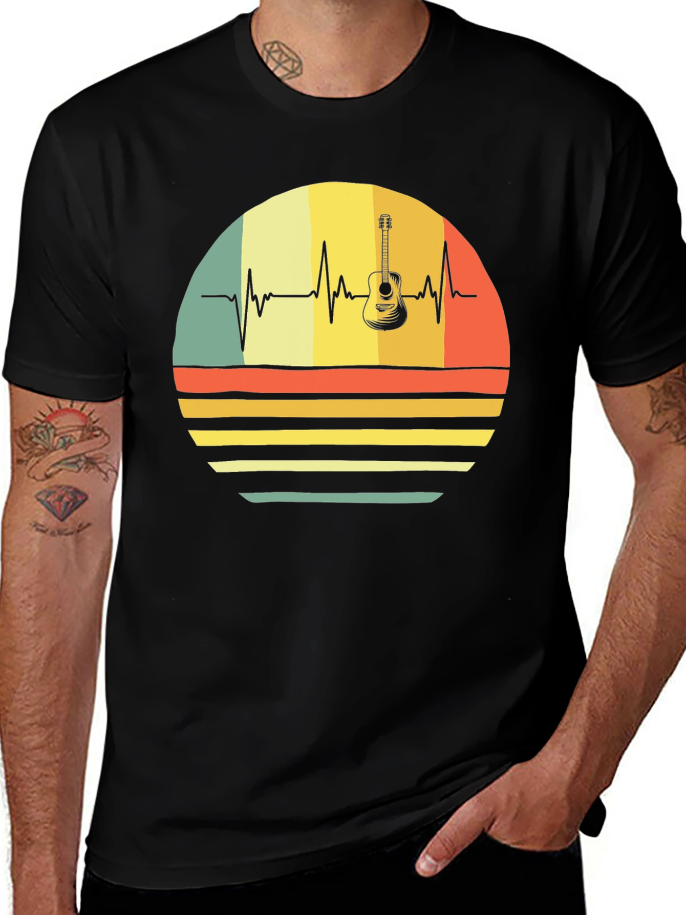Variant 20 of Guitar Heartbeat Graphic Tee - Musician's Essential
