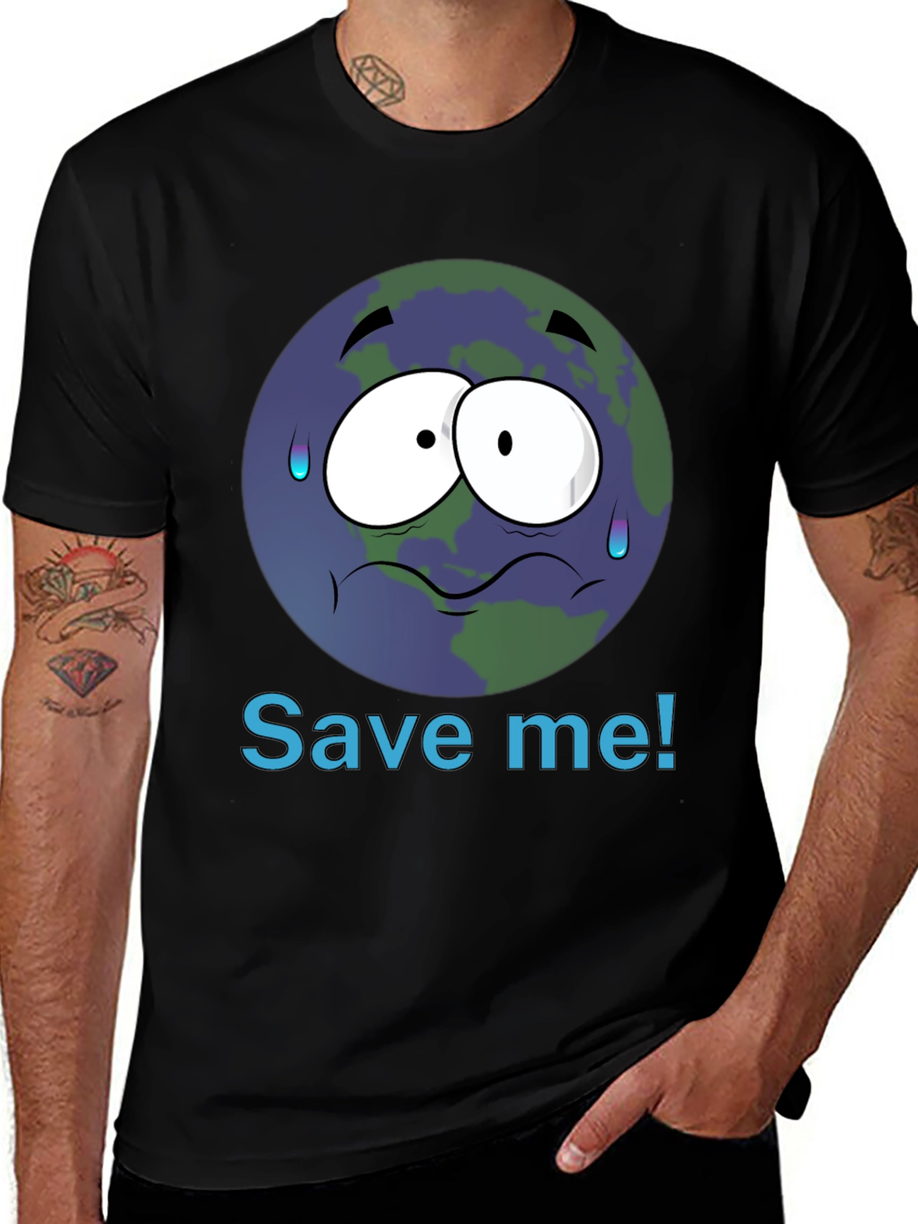 Save the Earth T-Shirt - Cartoon Globe Design