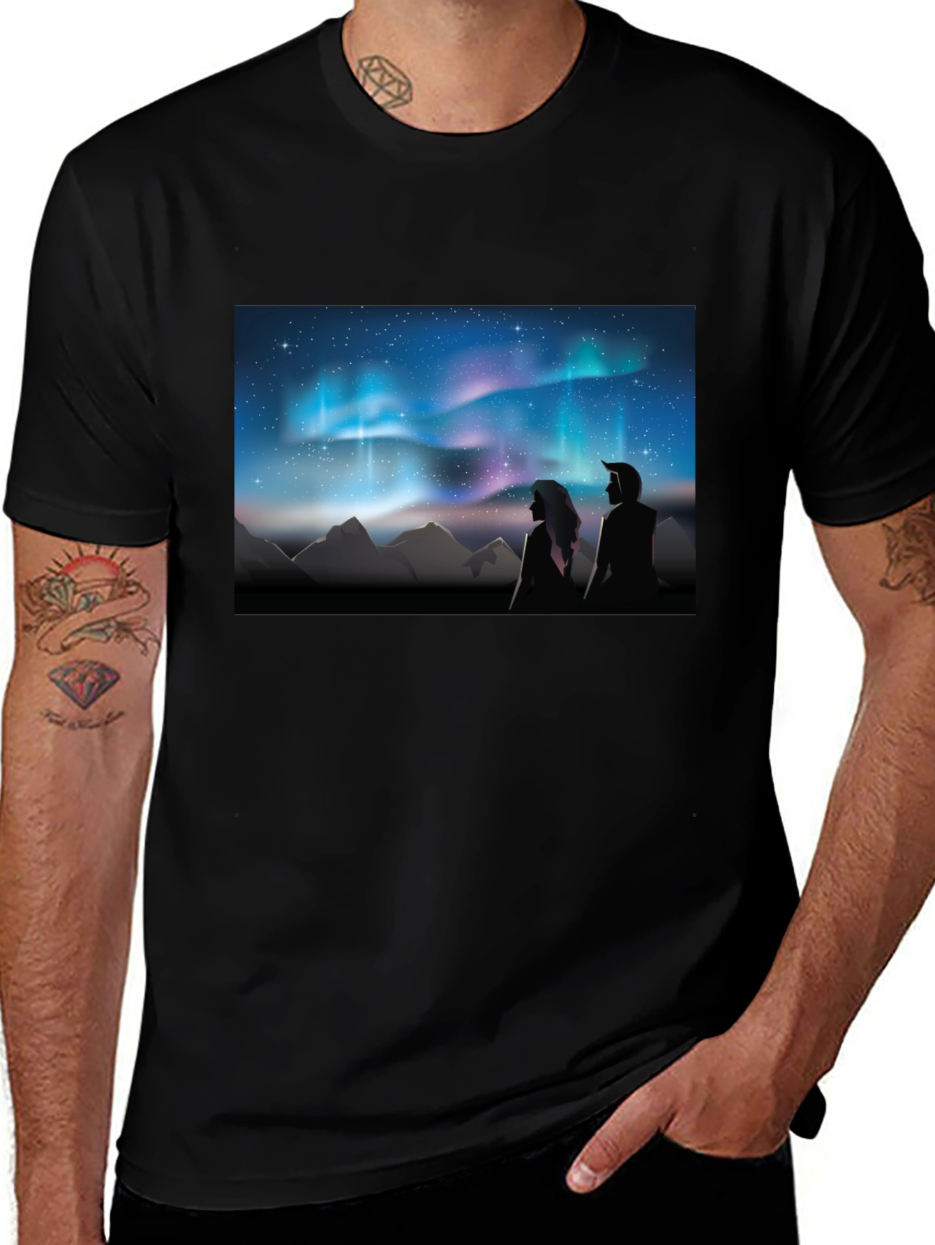 Variant 27 of Aurora Borealis Couple T-Shirt
