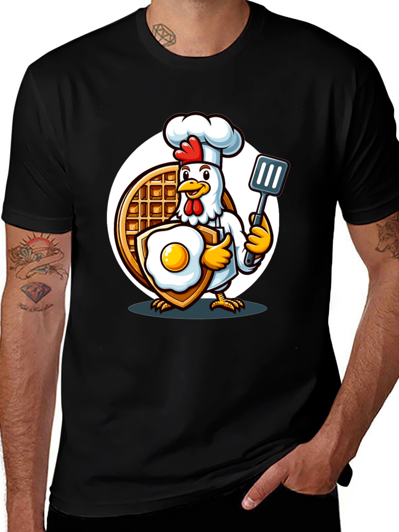 Variant 15 of Chef Chicken Waffle & Egg T-Shirt - Unique Foodie Design