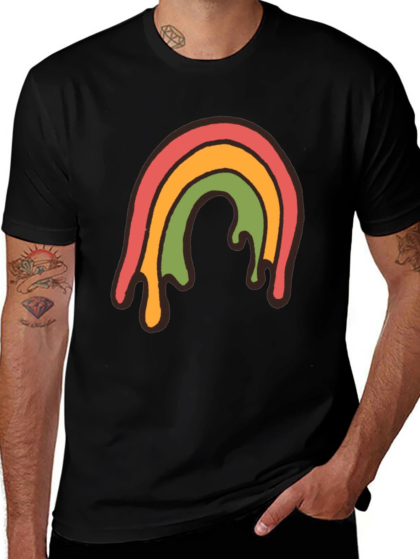 Variant 21 of Retro Rainbow Drip Graphic Tee - Unisex Black T-Shirt