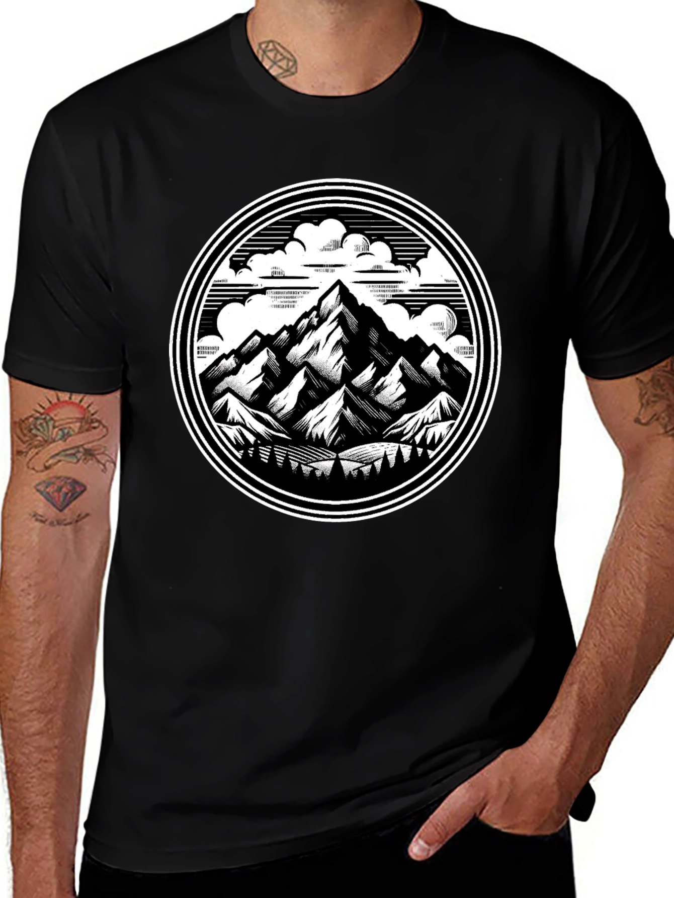 Variant 24 of Mountain Graphic Tee - Black Cotton Blend
