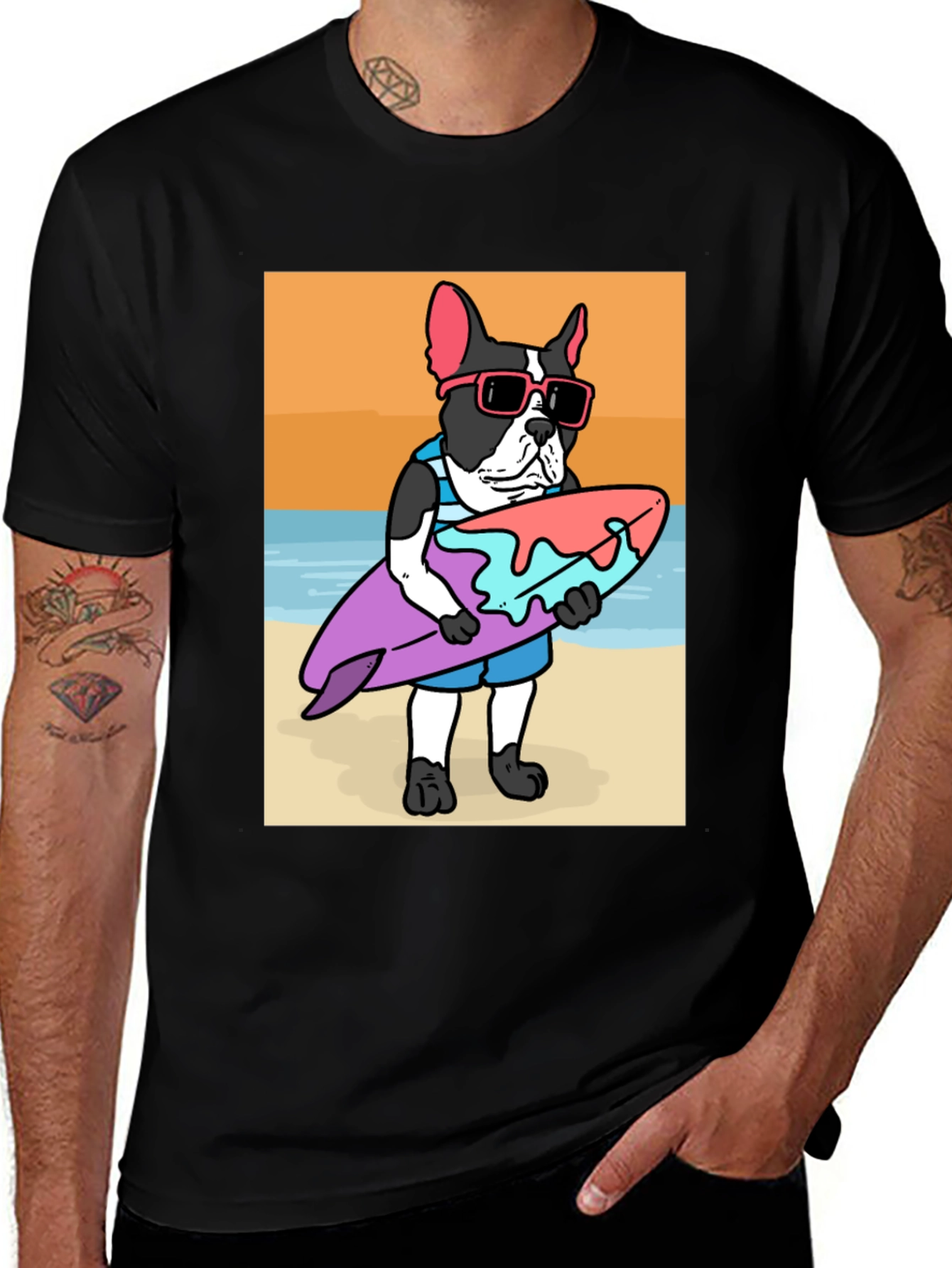 Surfing Dog Graphic Tee
