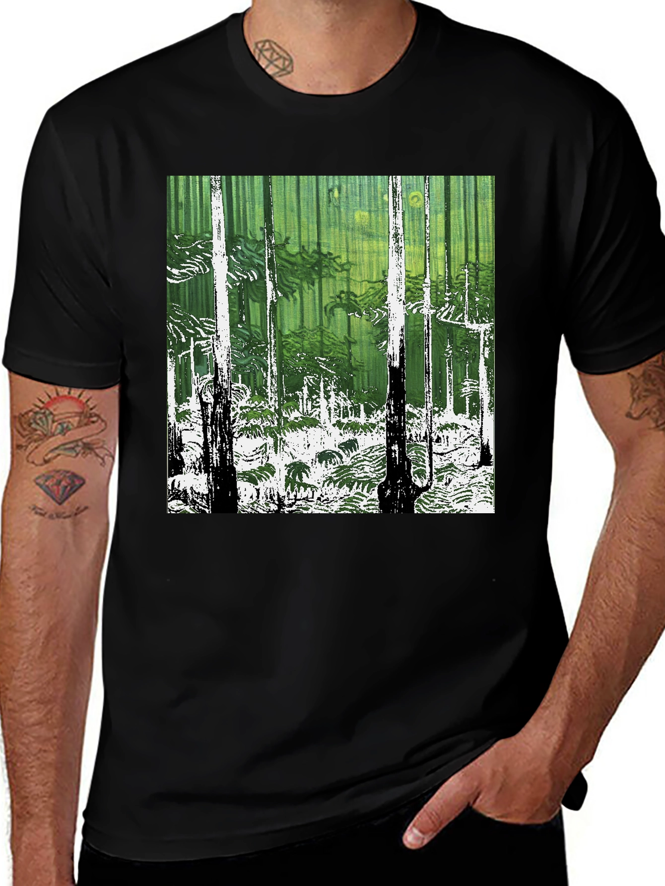 Variant 25 of Forest Print Graphic Tee - Nature Lover's Style