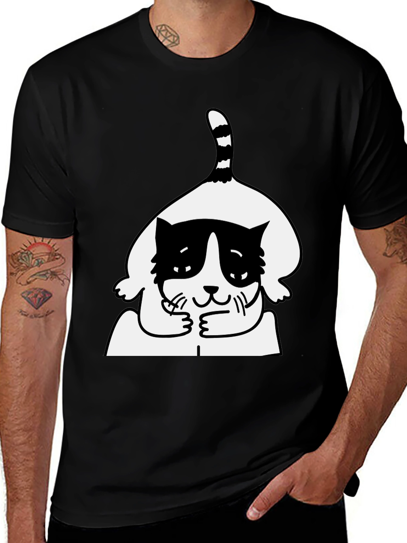 Variant 16 of Cool Cat Graphic Tee - Black Cotton T-Shirt