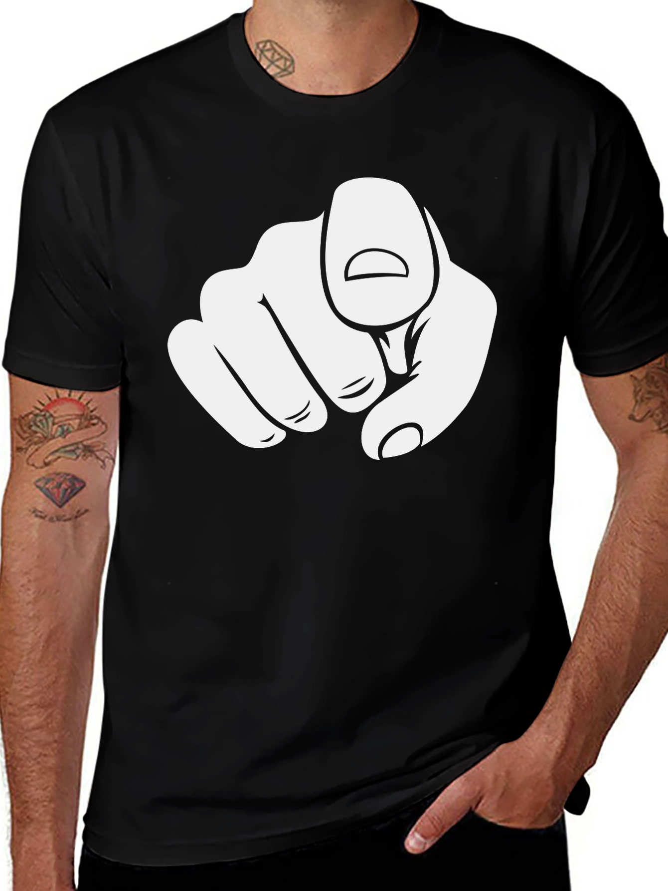 Variant 16 of Pointing Finger Graphic Black T-Shirt