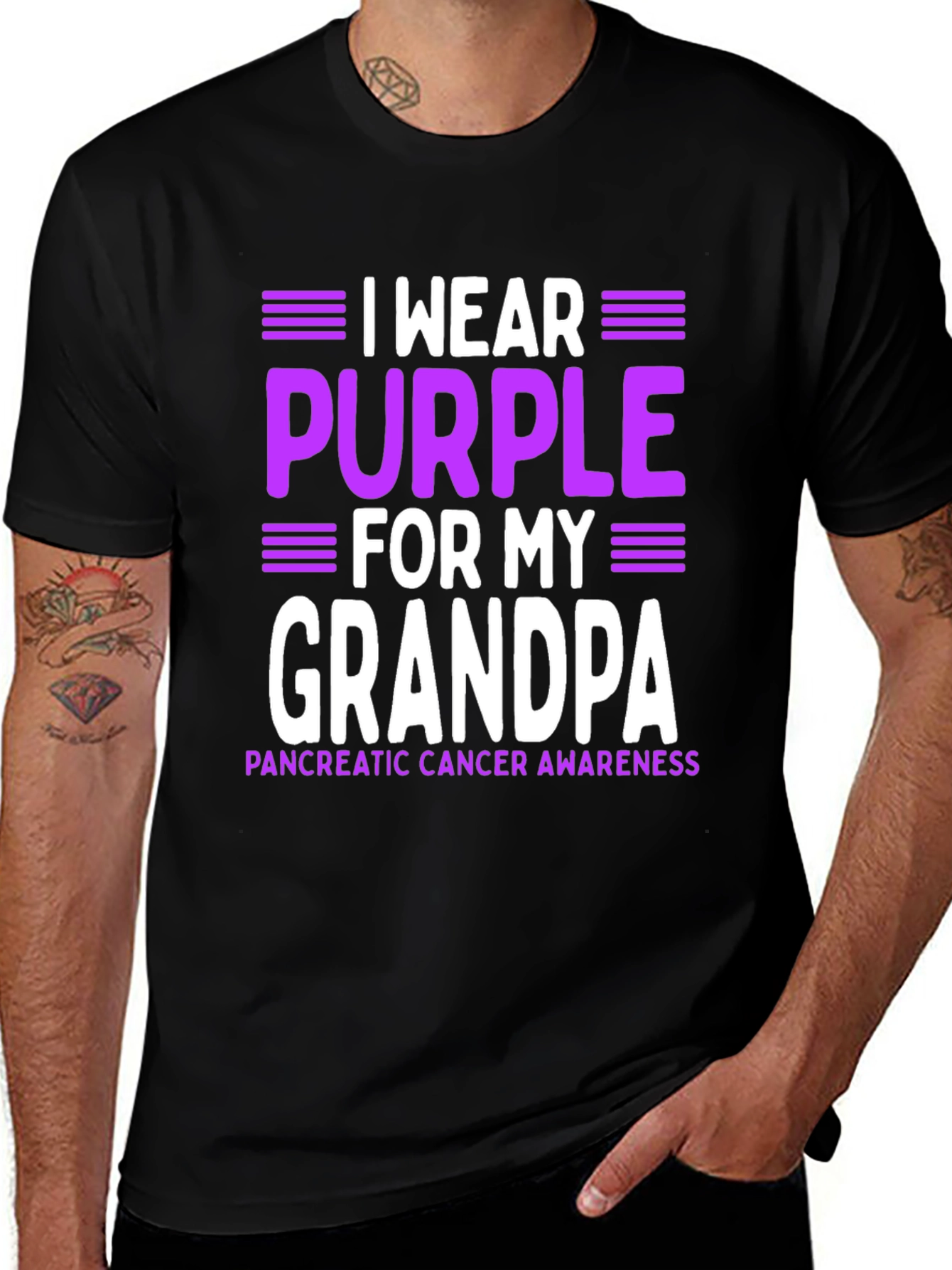 Variant 12 of I Wear Purple for My Grandpa Pancreatic Cancer Awareness T-Shirt
