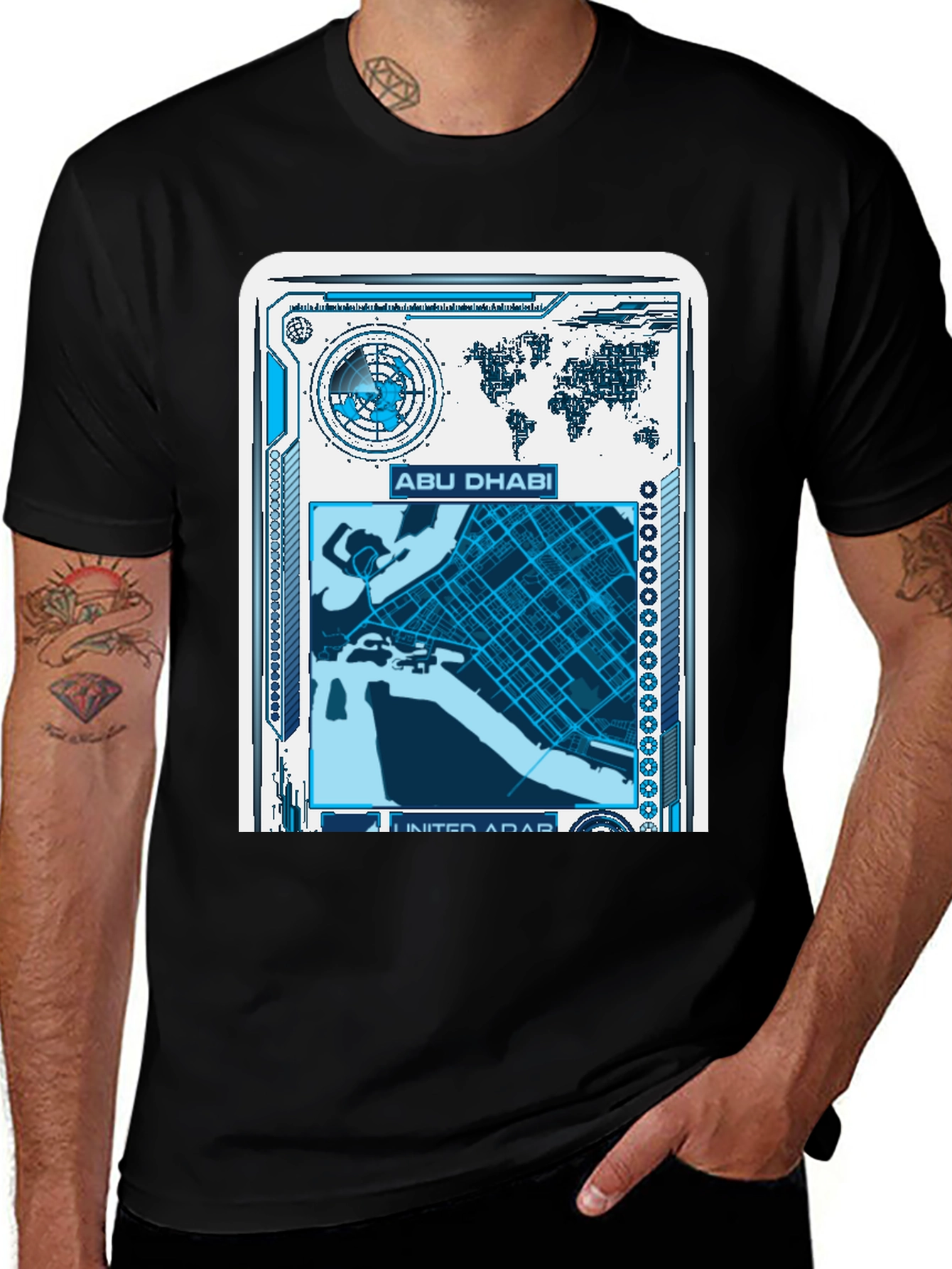 Abu Dhabi Map T-Shirt - Futuristic Design
