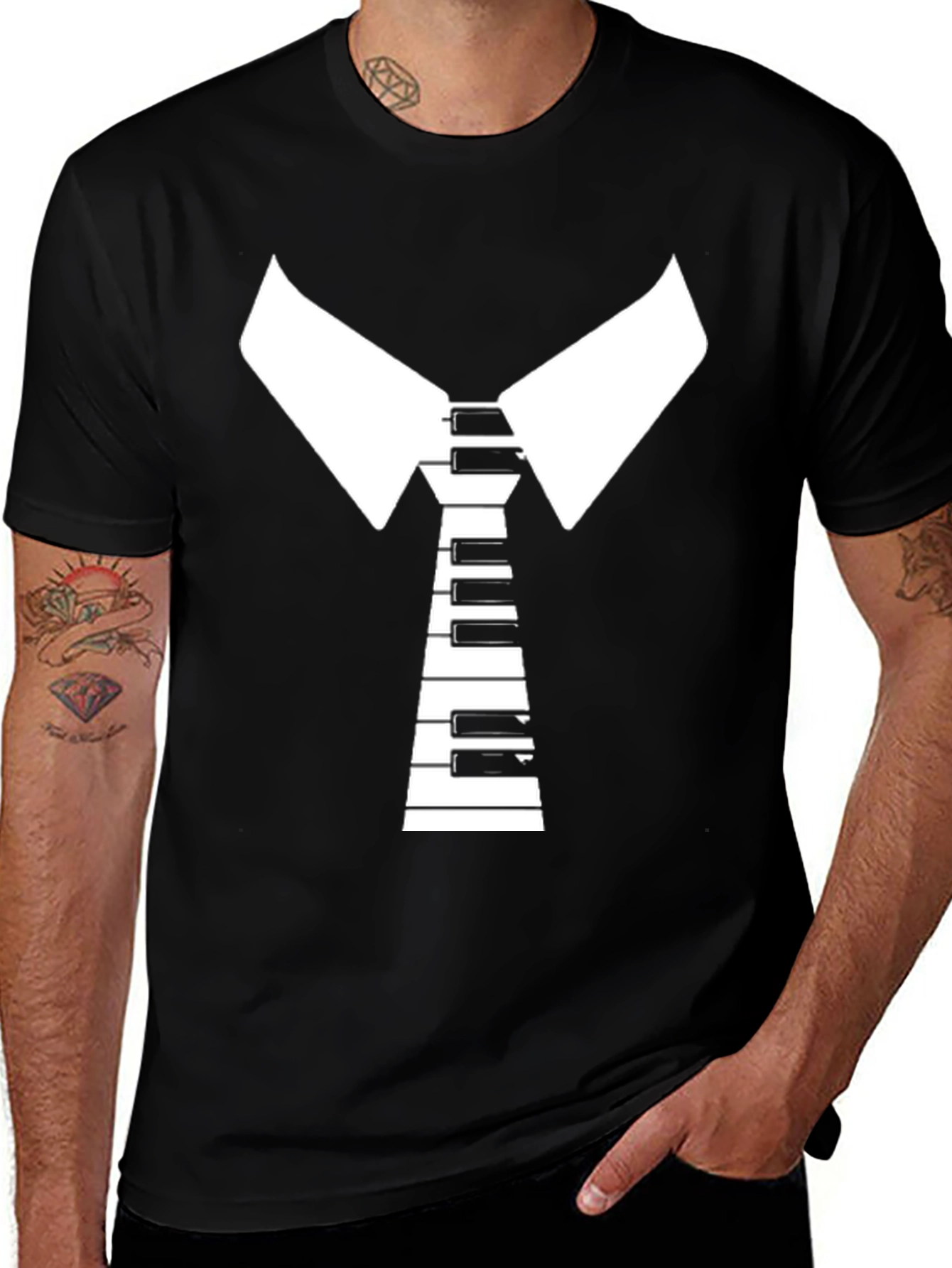 Variant 21 of Piano Tie T-Shirt - Musical Men's Tee