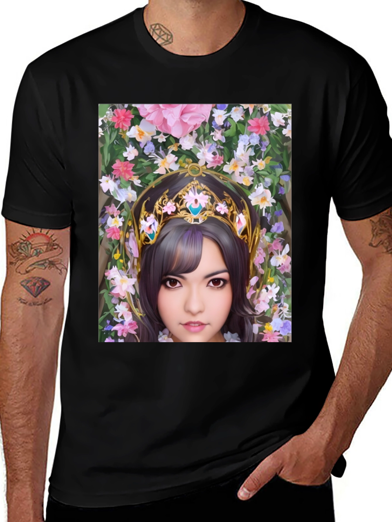 Variant 7 of Floral Maiden Graphic T-Shirt - Black