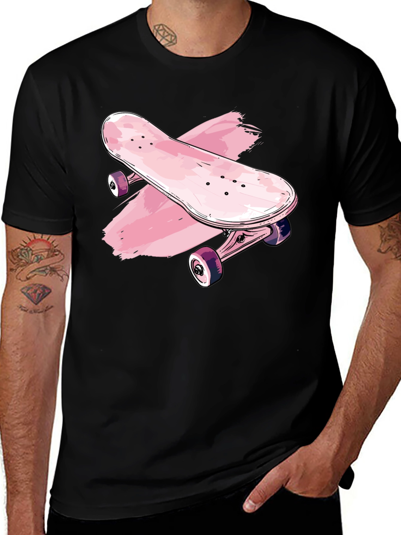 Black Skateboard Graphic Tee - Trendy Black T-Shirt main image