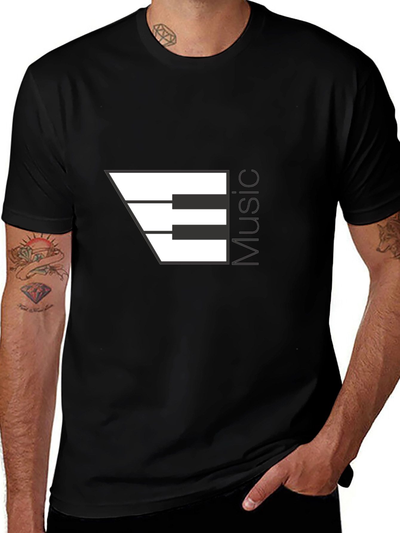 Variant 17 of Music Piano Keys Graphic Black T-Shirt