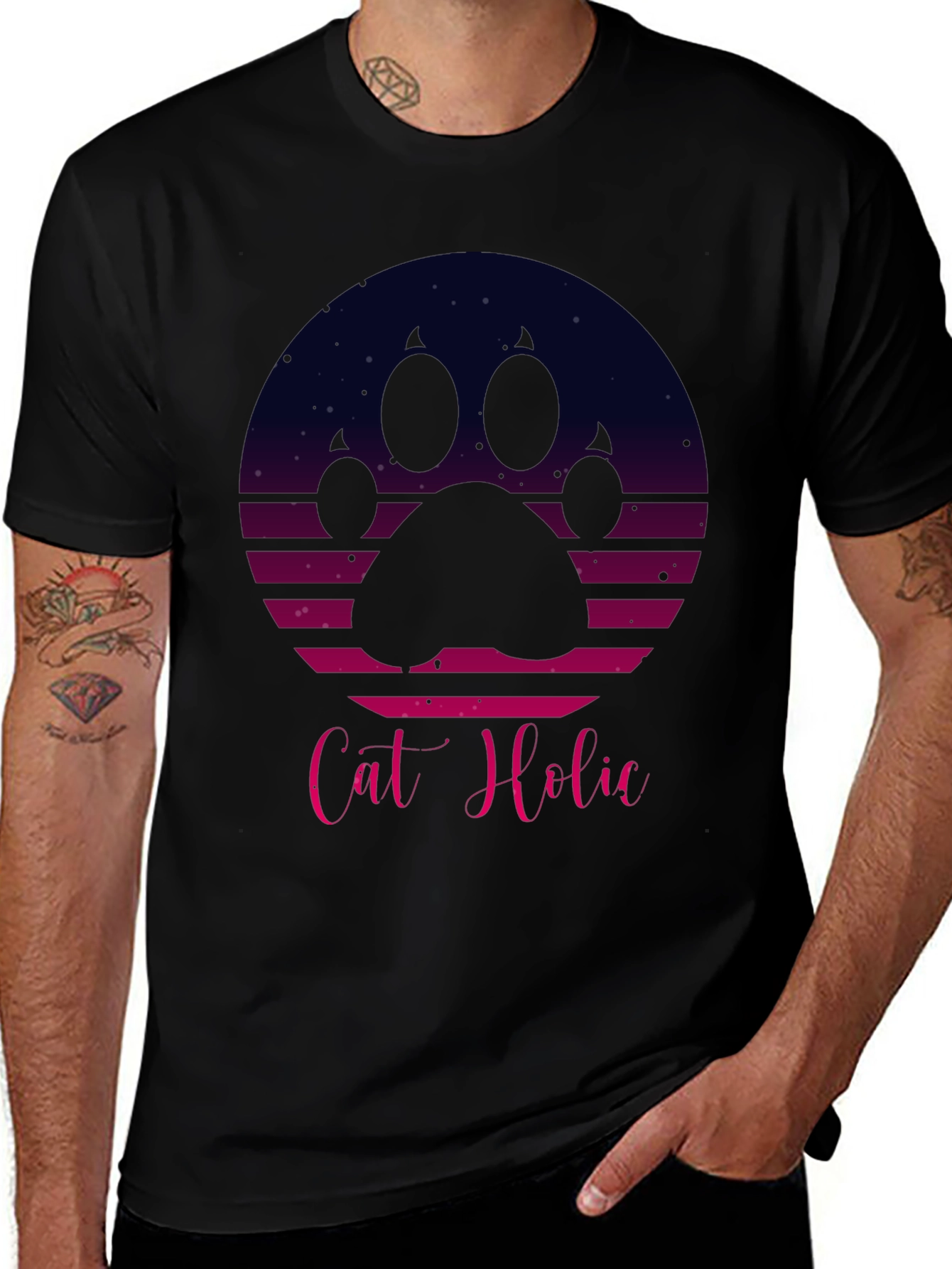 Variant 27 of Cat Holic Retro Style Graphic T-Shirt