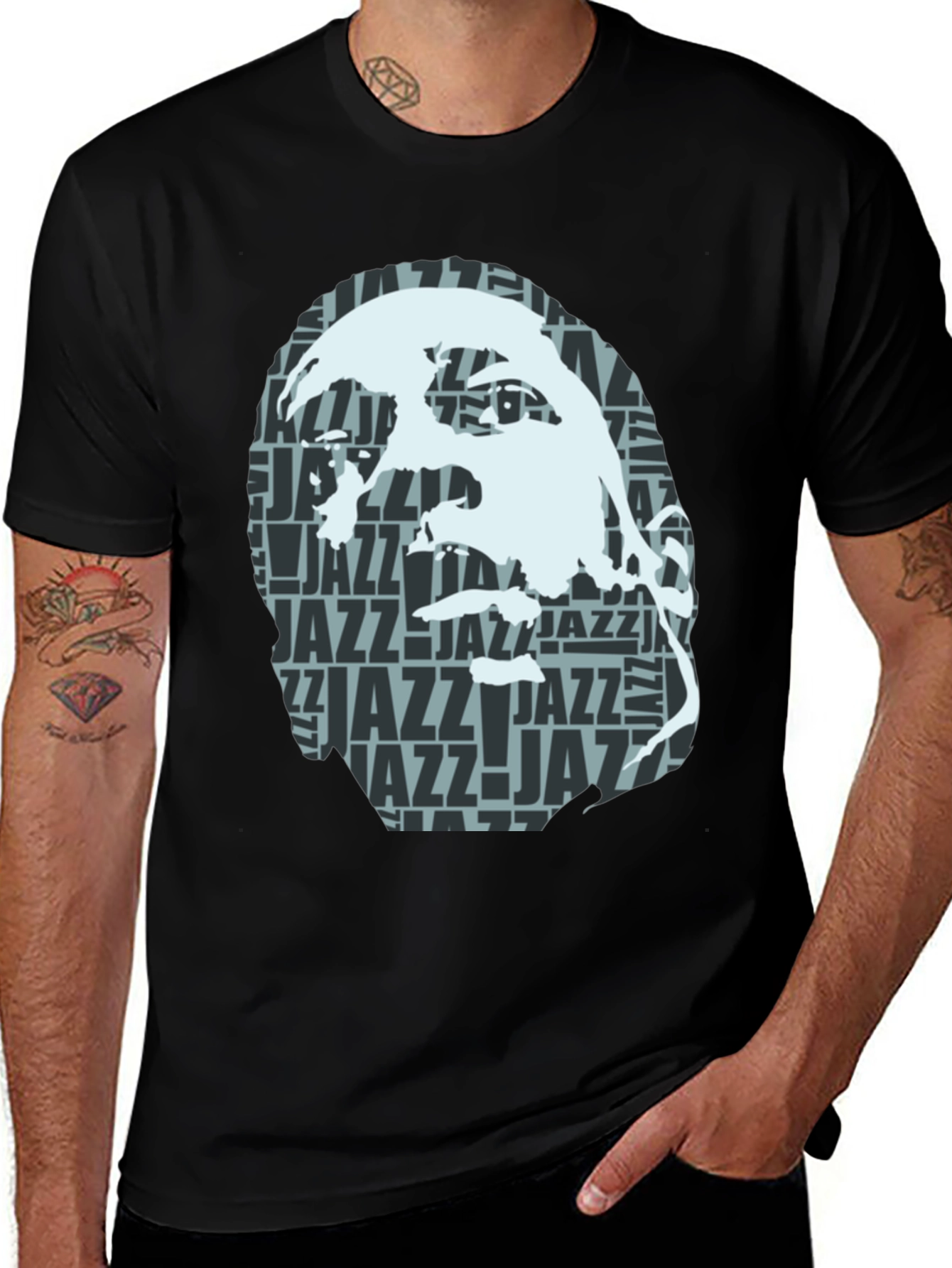 Variant 24 of Cool Jazz Portrait Graphic Black T-Shirt