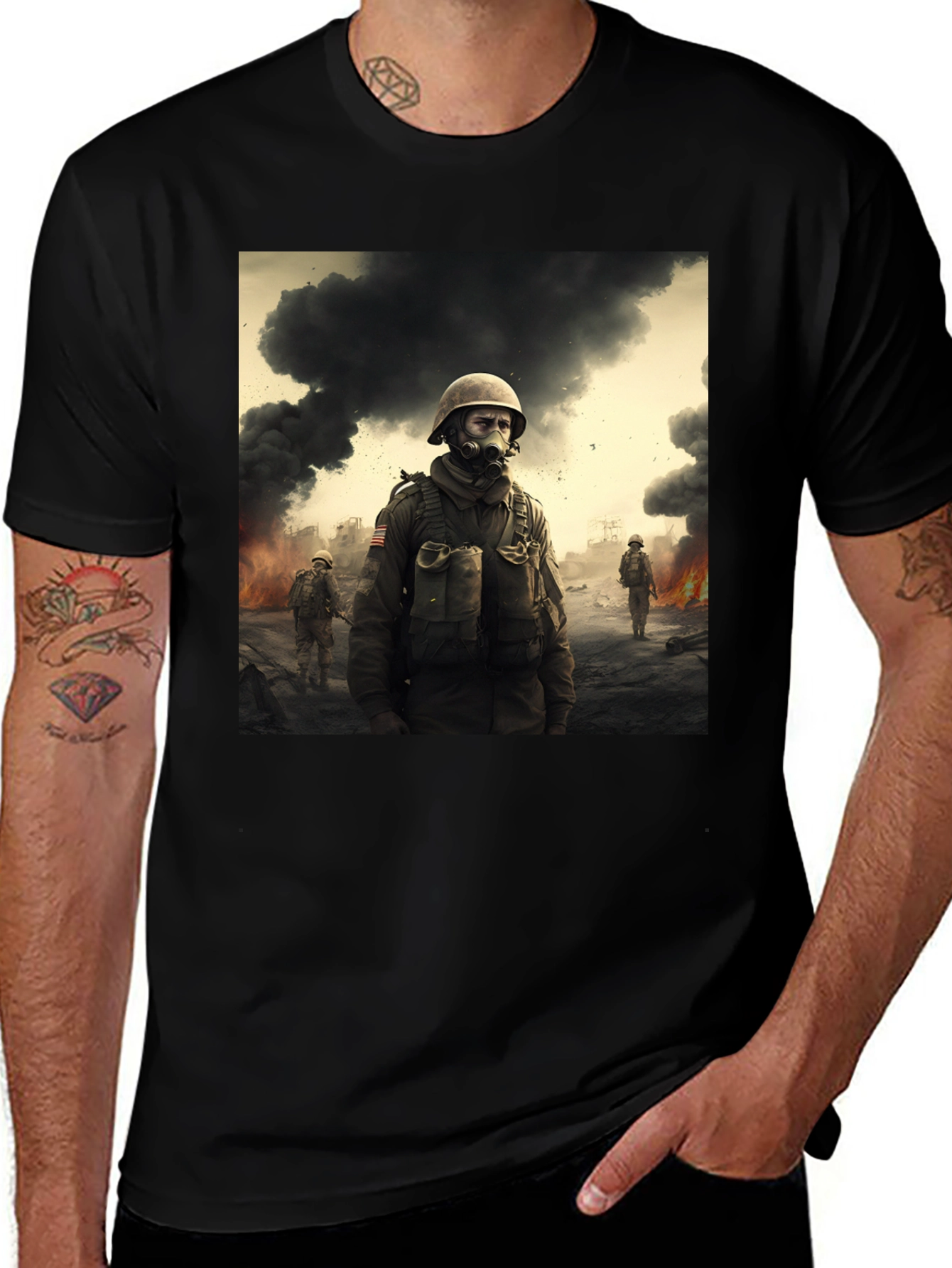 Variant 7 of War Zone Graphic Tee - Black Cotton T-Shirt
