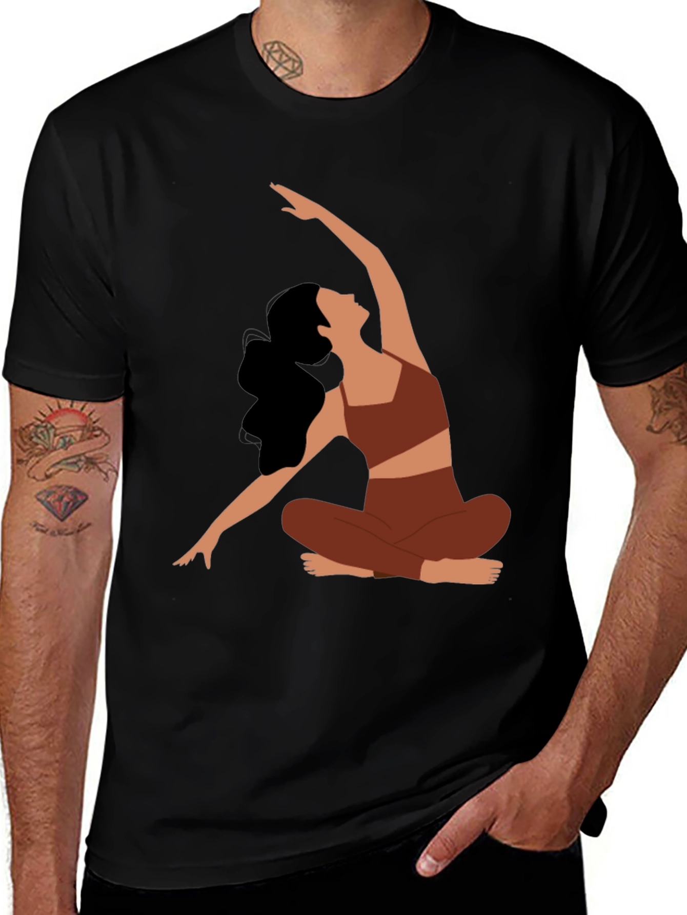 Variant 19 of Yoga Pose Graphic Black T-Shirt