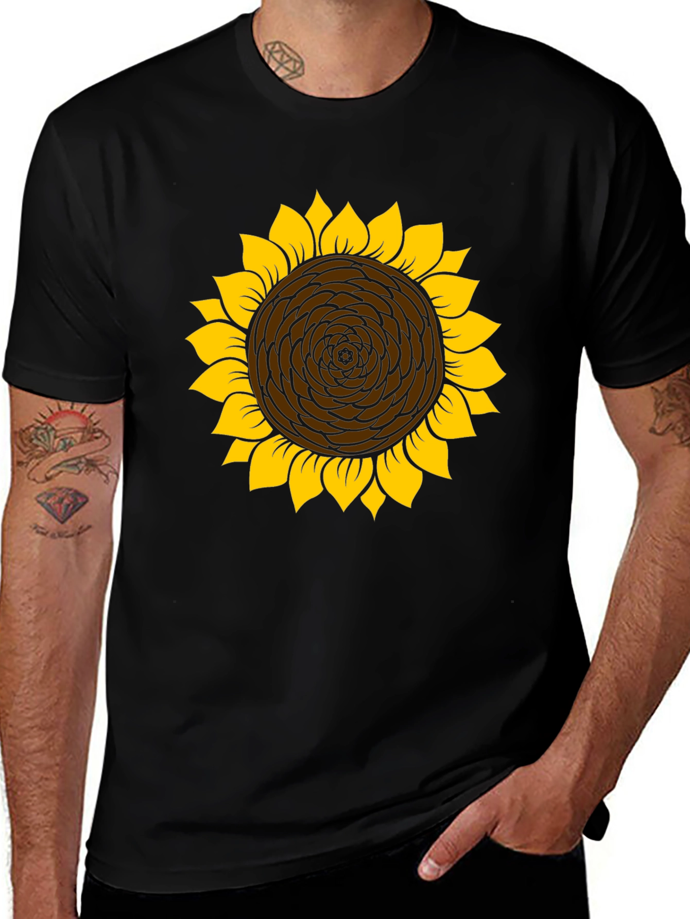 Variant 21 of Sunflower Graphic Print Black T-Shirt