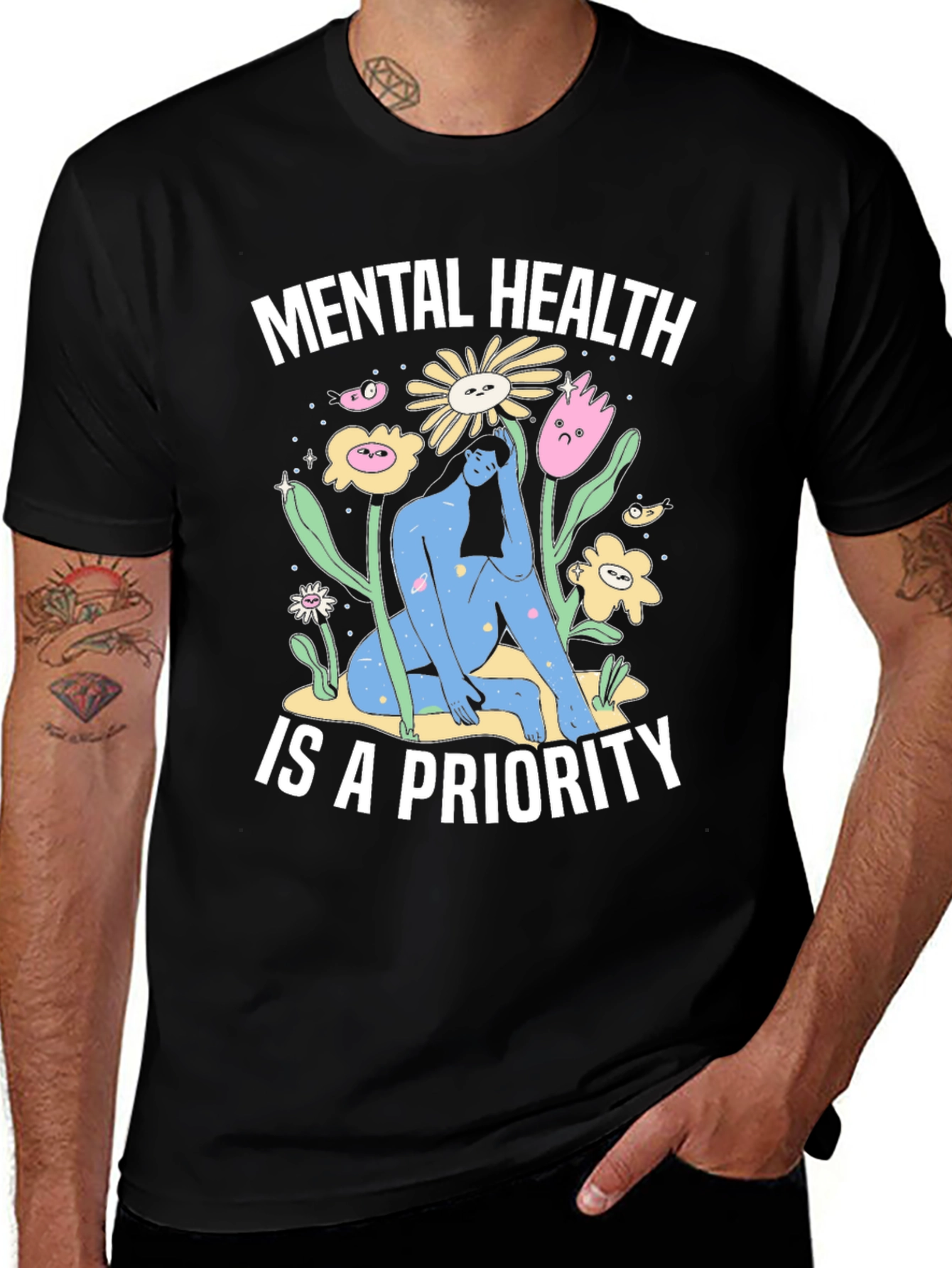 Variant 27 of Mental Health Priority T-Shirt - Unisex Black Tee