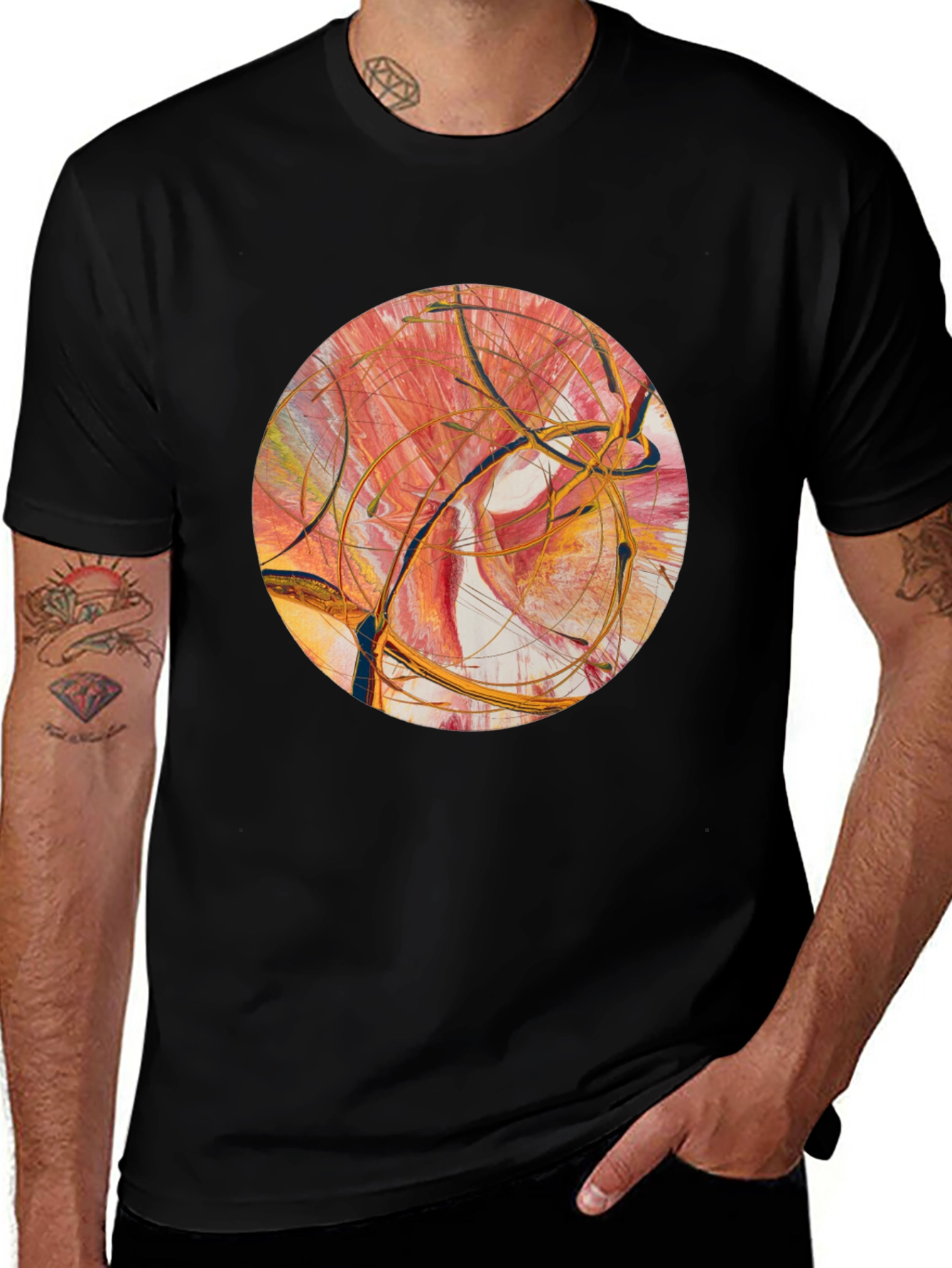 Variant 11 of Abstract Art Print Black T-Shirt