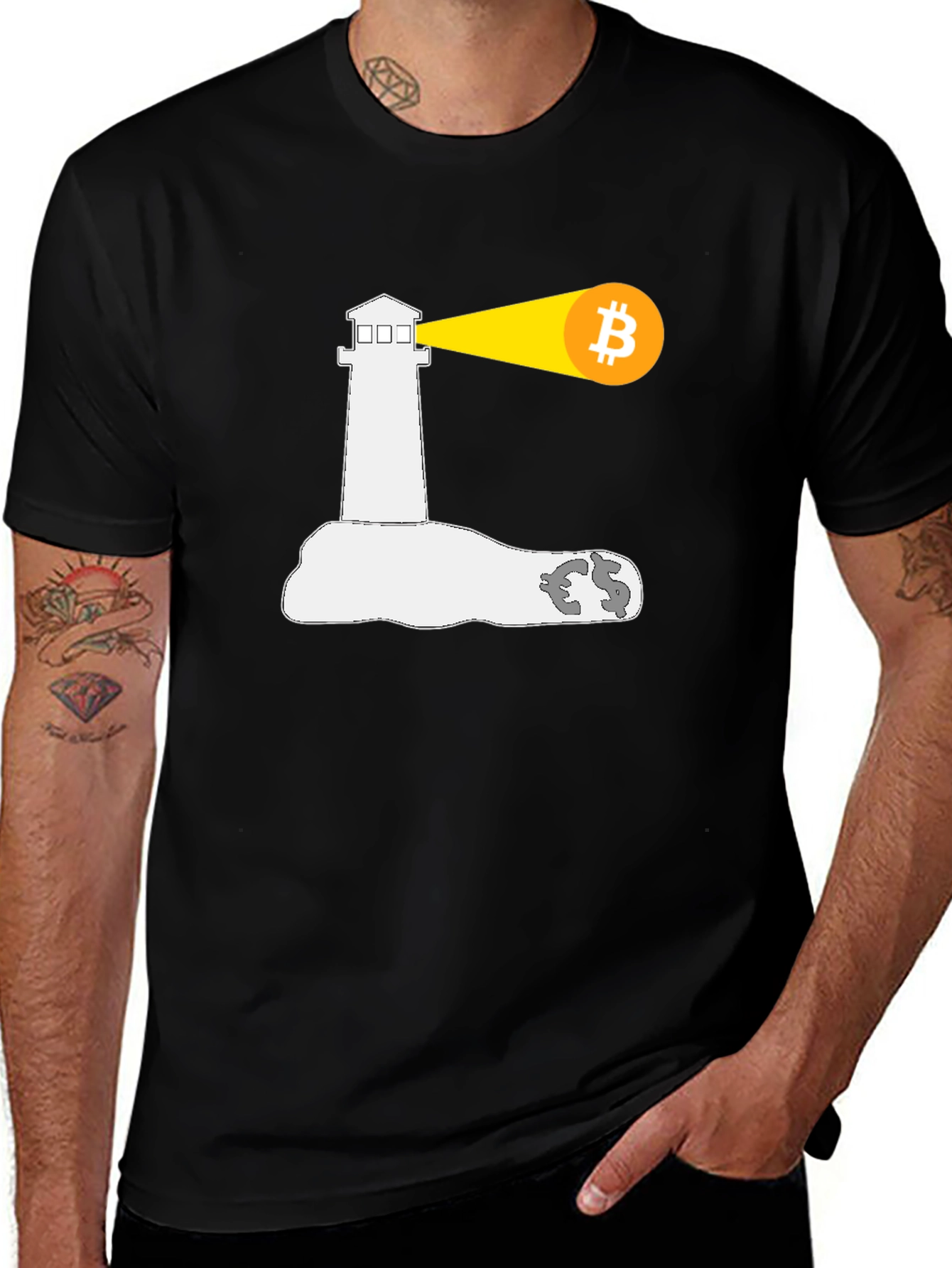Variant 14 of Bitcoin Lighthouse Black T-Shirt