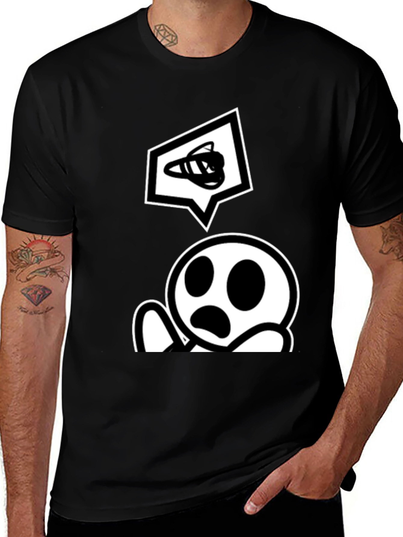 Variant 6 of Cartoon Graphic T-Shirt - Classic Black Tee