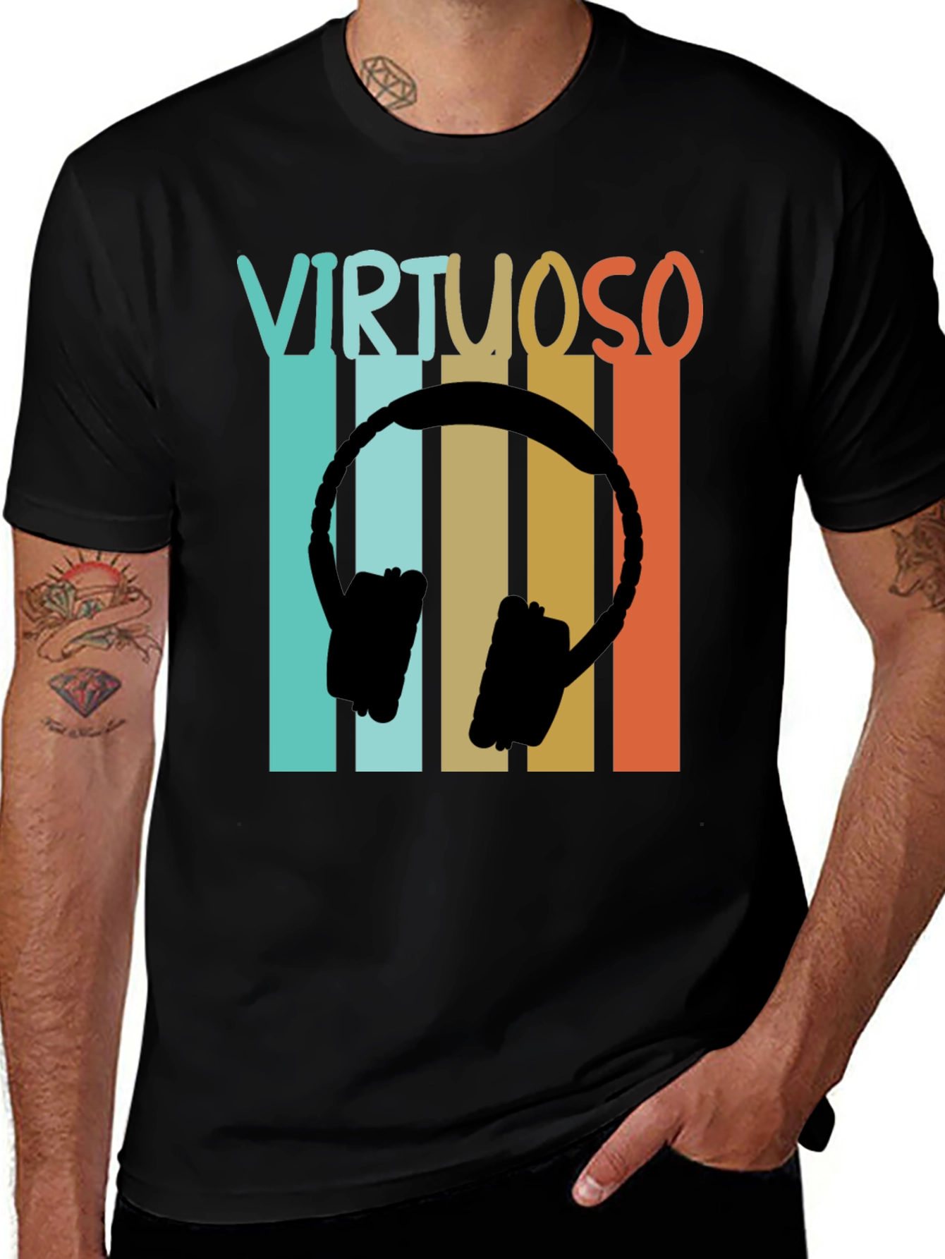 Variant 16 of Virtuoso Retro Headphones Graphic Tee