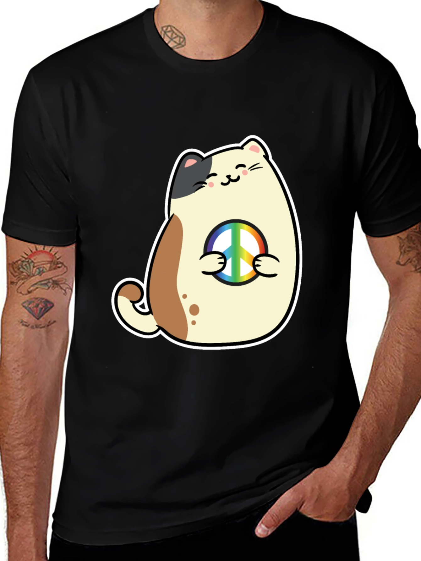 Variant 2 of Peace Cat T-Shirt - Cute Graphic Tee
