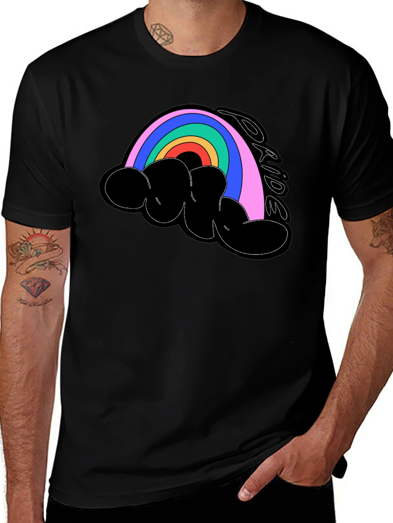 Pride Rainbow T-Shirt - Black Cotton Blend