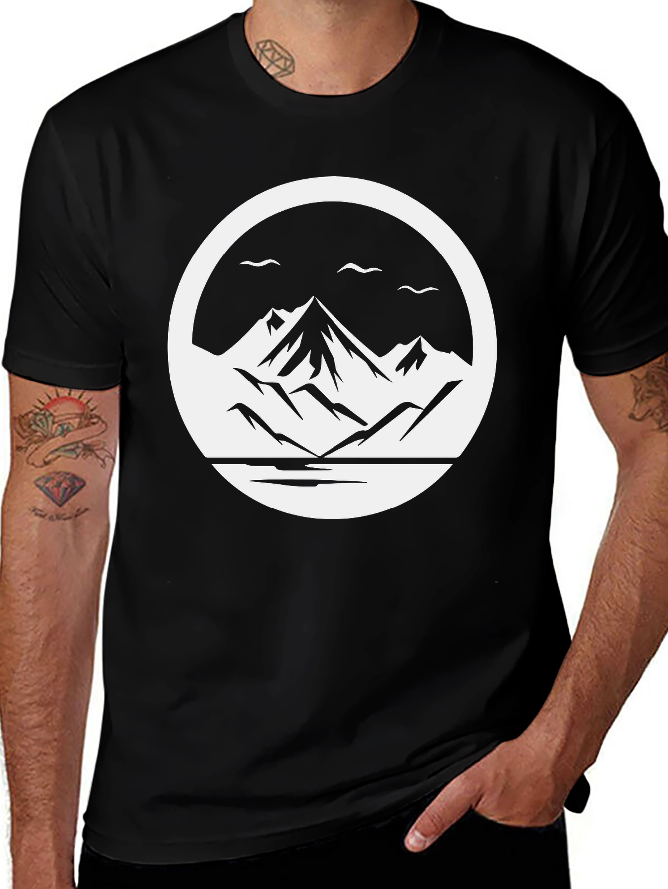 Variant 12 of Mountain Circle Graphic Tee - Black Unisex T-Shirt