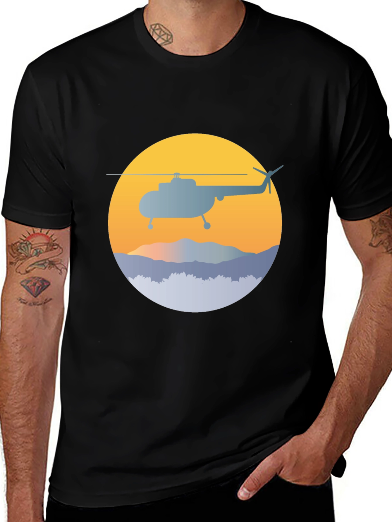 Variant 8 of Helicopter Graphic Tee - Retro Style