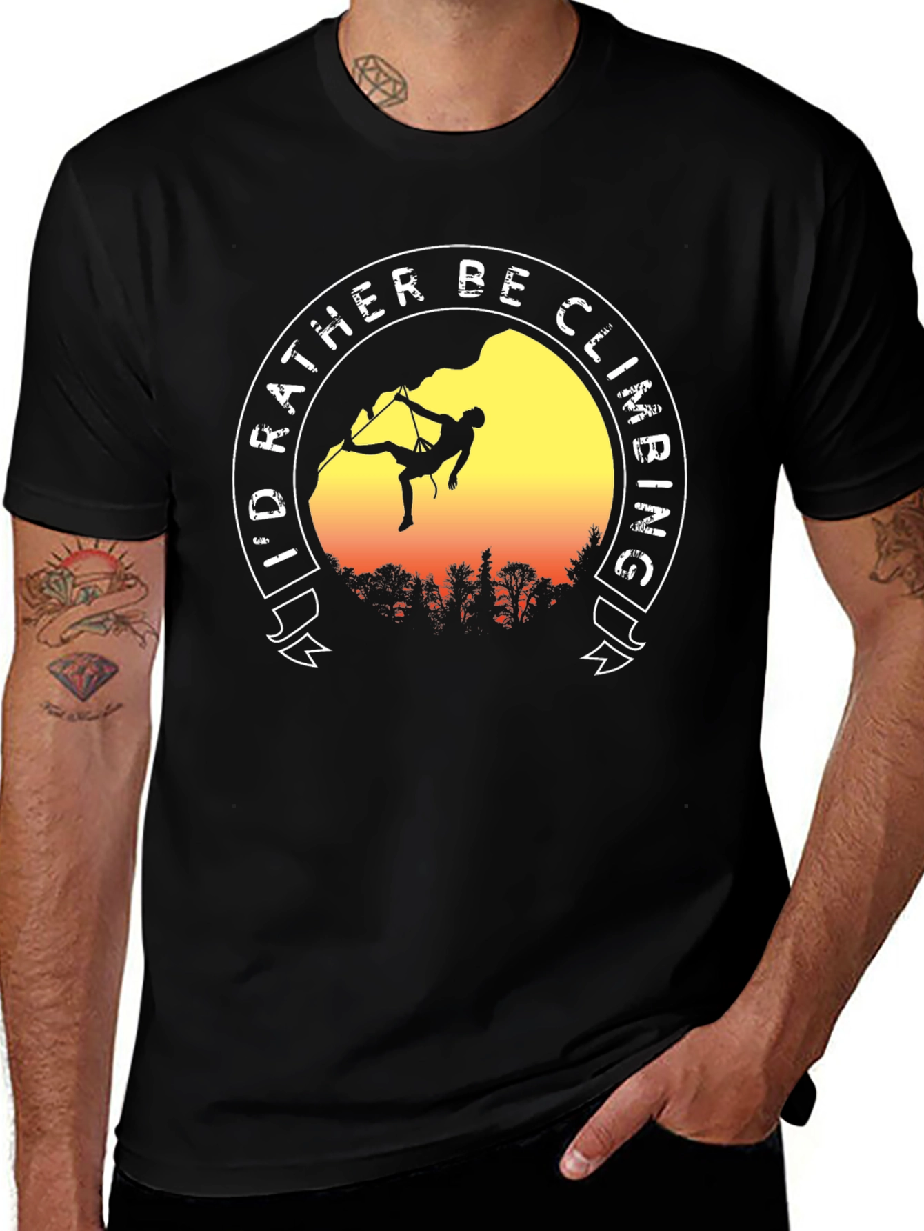 Variant 18 of I'd Rather Be Climbing Black T-Shirt