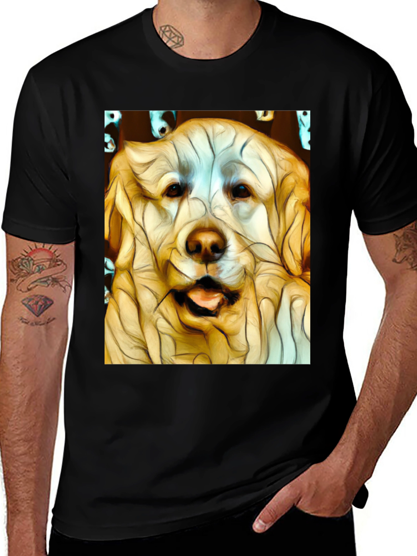 Variant 9 of Dog Art Print Black T-Shirt