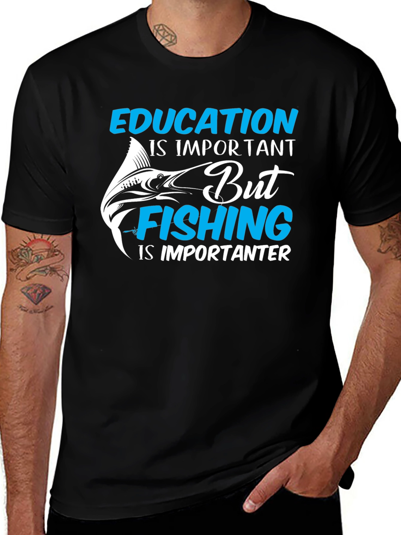 Variant 29 of Education vs. Fishing Graphic T-Shirt