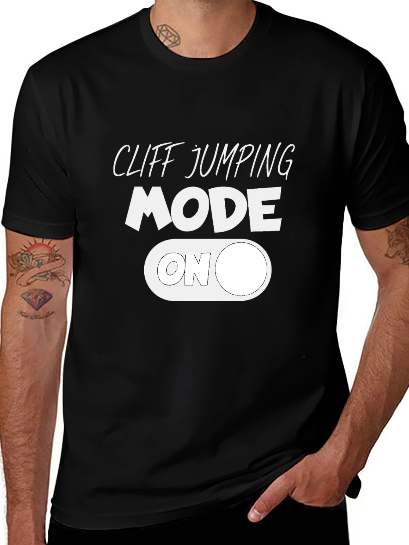 Variant 10 of Cliff Jumping Mode On T-Shirt - Active Adventure Apparel