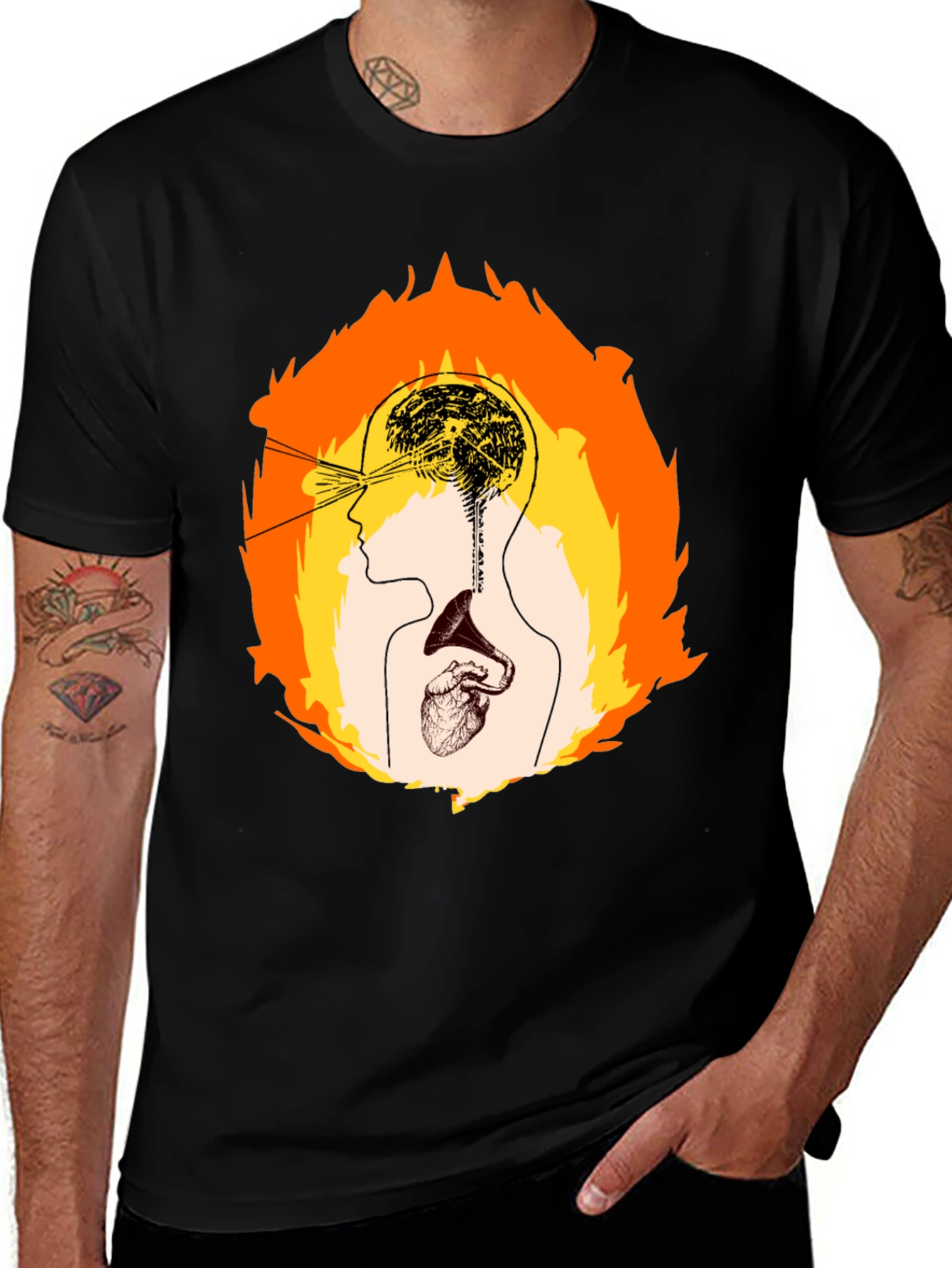Variant 28 of Brain & Heart T-Shirt - Fiery Mind
