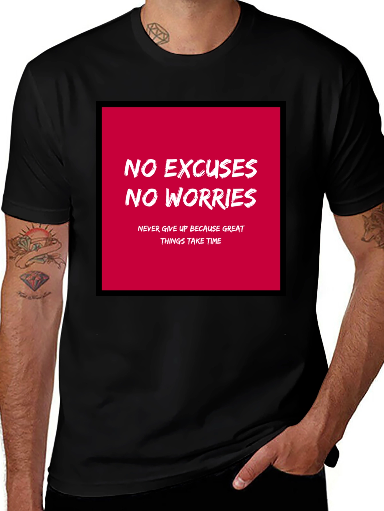 Variant 18 of Motivational T-Shirt - No Excuses, No Worries