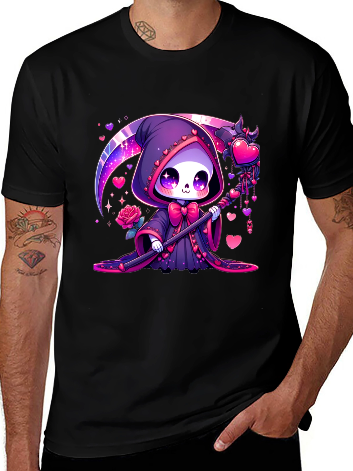 Variant 27 of Cute Kawaii Grim Reaper Valentine's T-Shirt