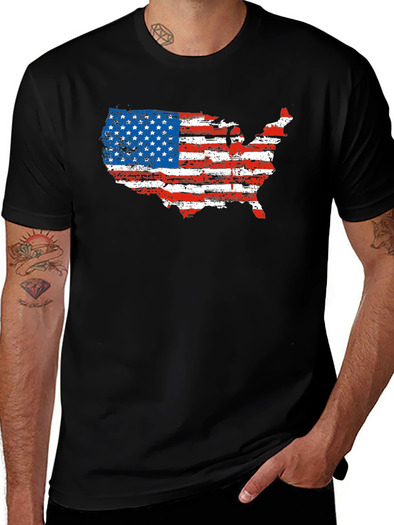 Variant 23 of USA Flag Map T-Shirt Patriotic Men's Tee