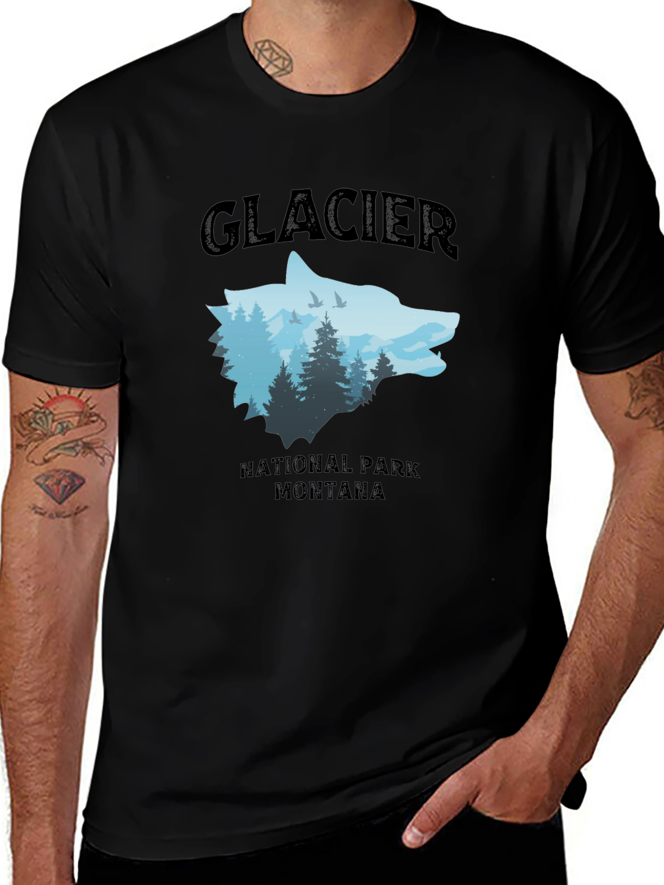 Variant 24 of Glacier National Park Wolf Graphic Tee