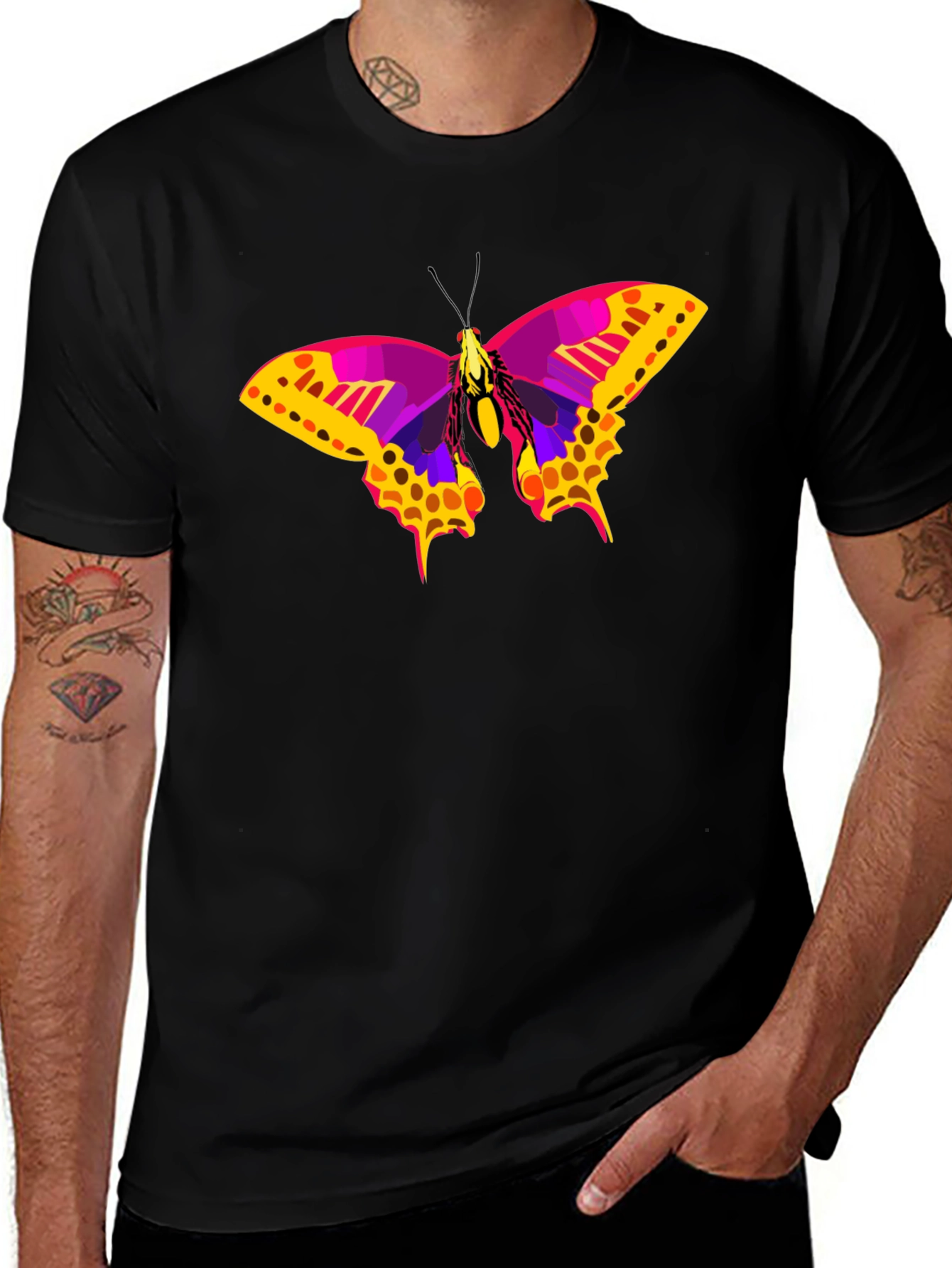 Variant 21 of Butterfly Graphic Print Crew Neck T-Shirt