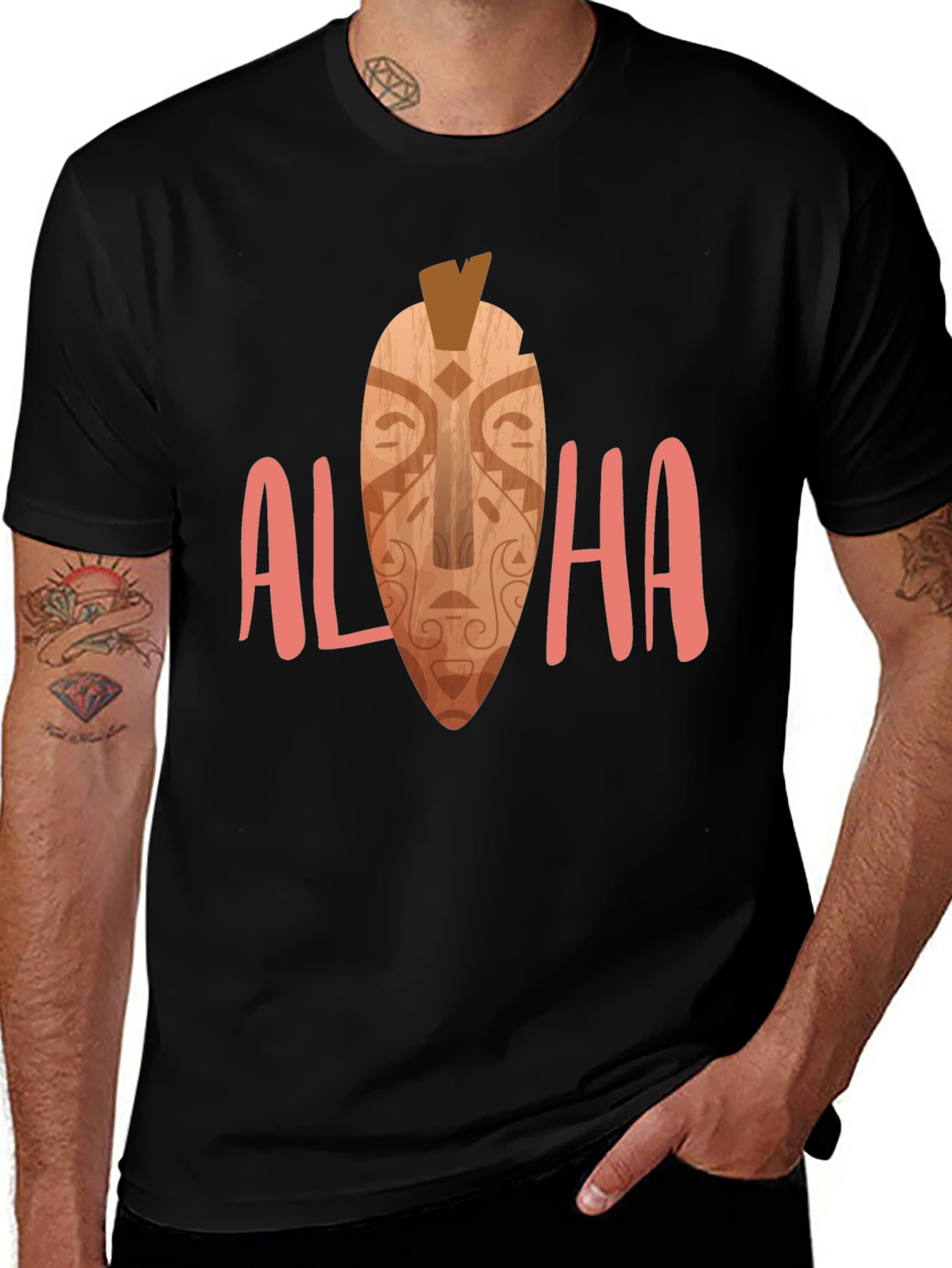 Aloha Tiki Mask Graphic Tee - Island Vibes T-Shirt
