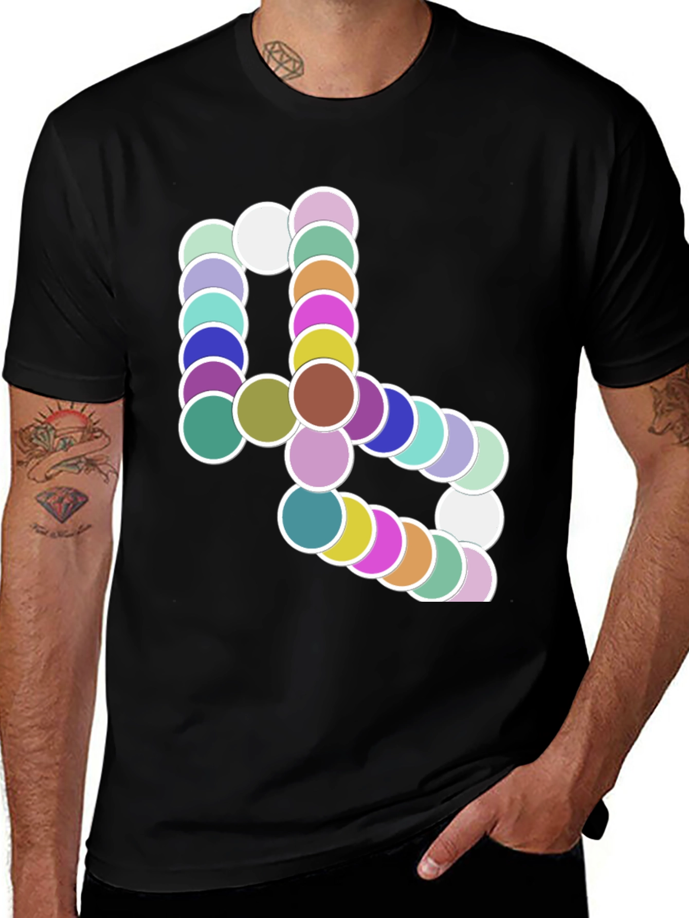Variant 9 of Abstract Circle Pattern Black T-Shirt
