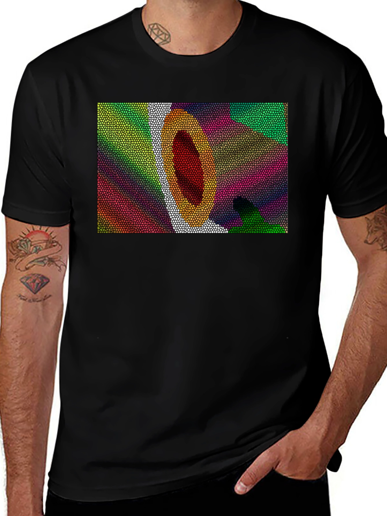 Variant 22 of Abstract Art T-Shirt: Colorful Mosaic Design