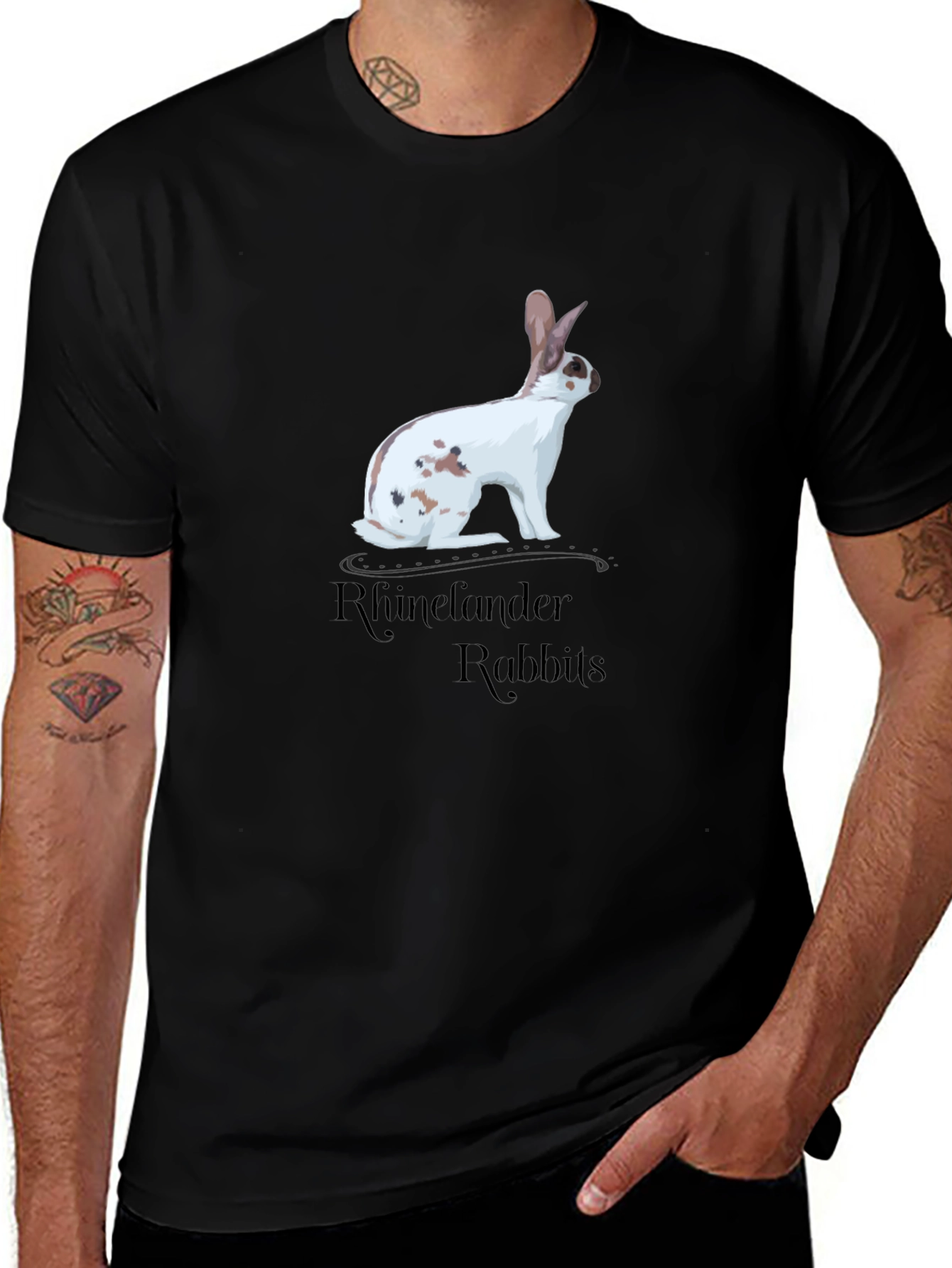 Variant 30 of Rhinelander Rabbit Graphic Tee - Black Cotton T-Shirt