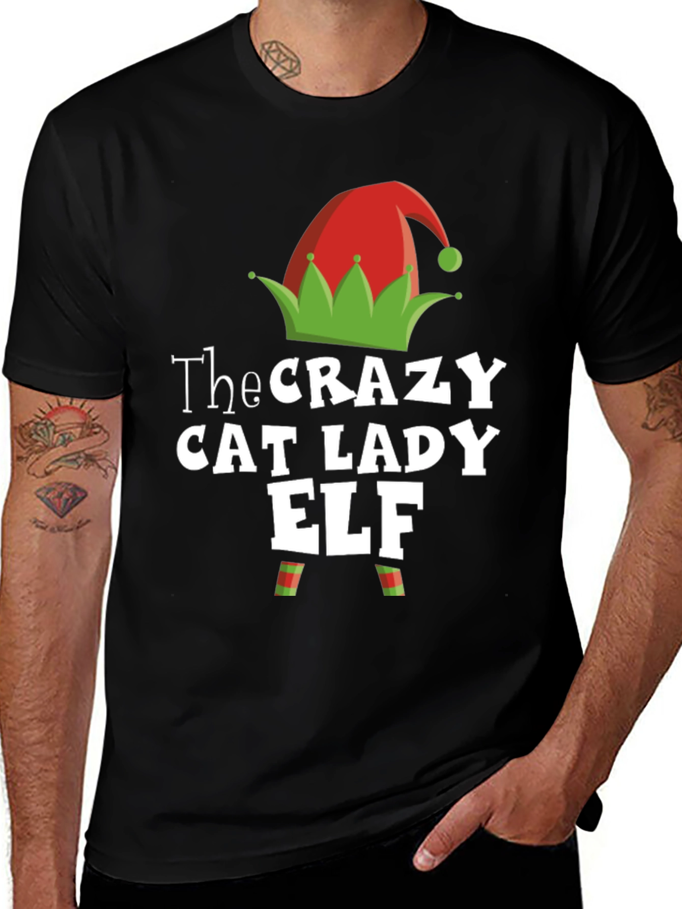 Crazy Cat Lady Elf Christmas T-Shirt