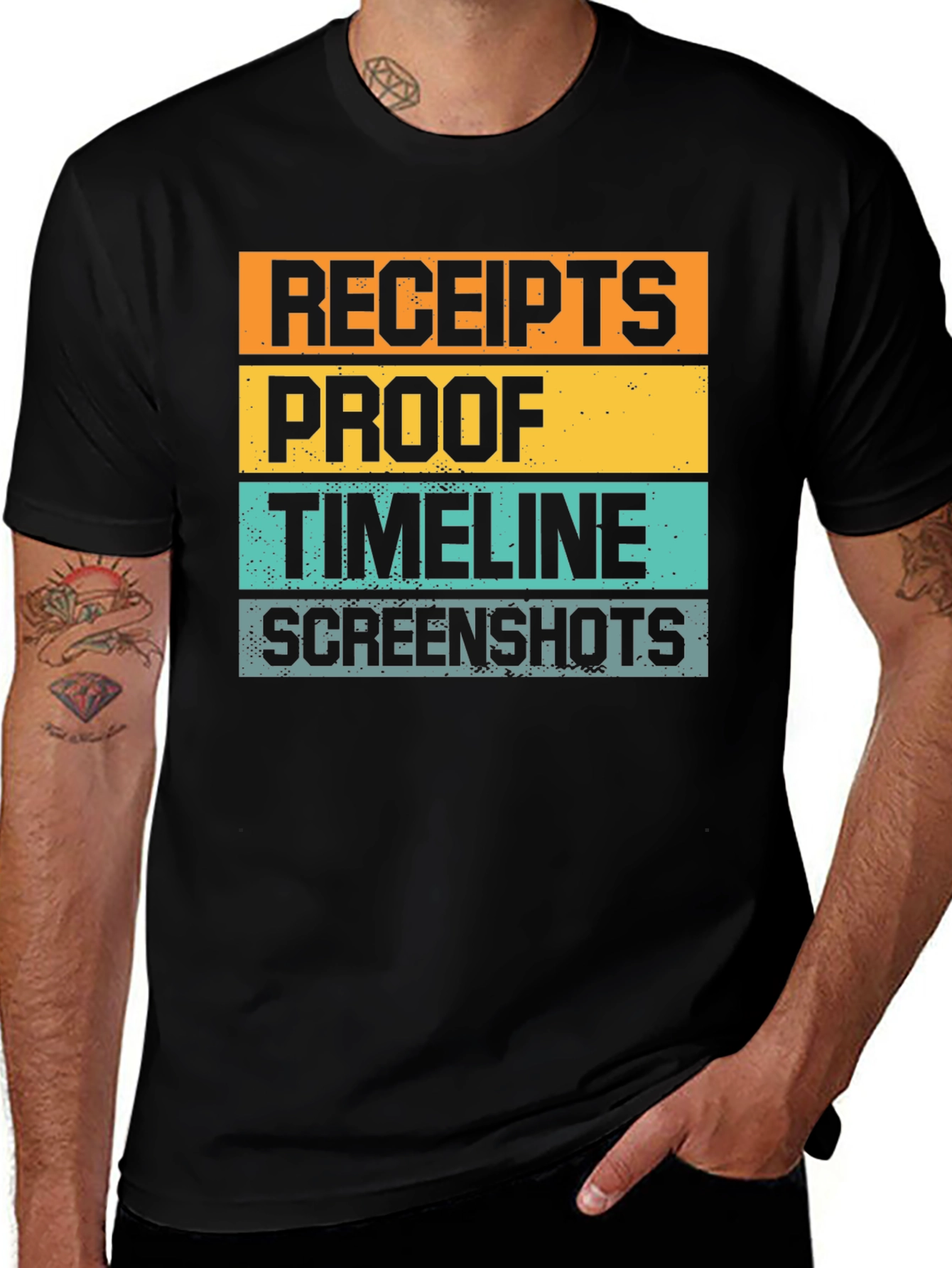 Receipts Proof Timeline Screenshots Men's Black T-Shirt