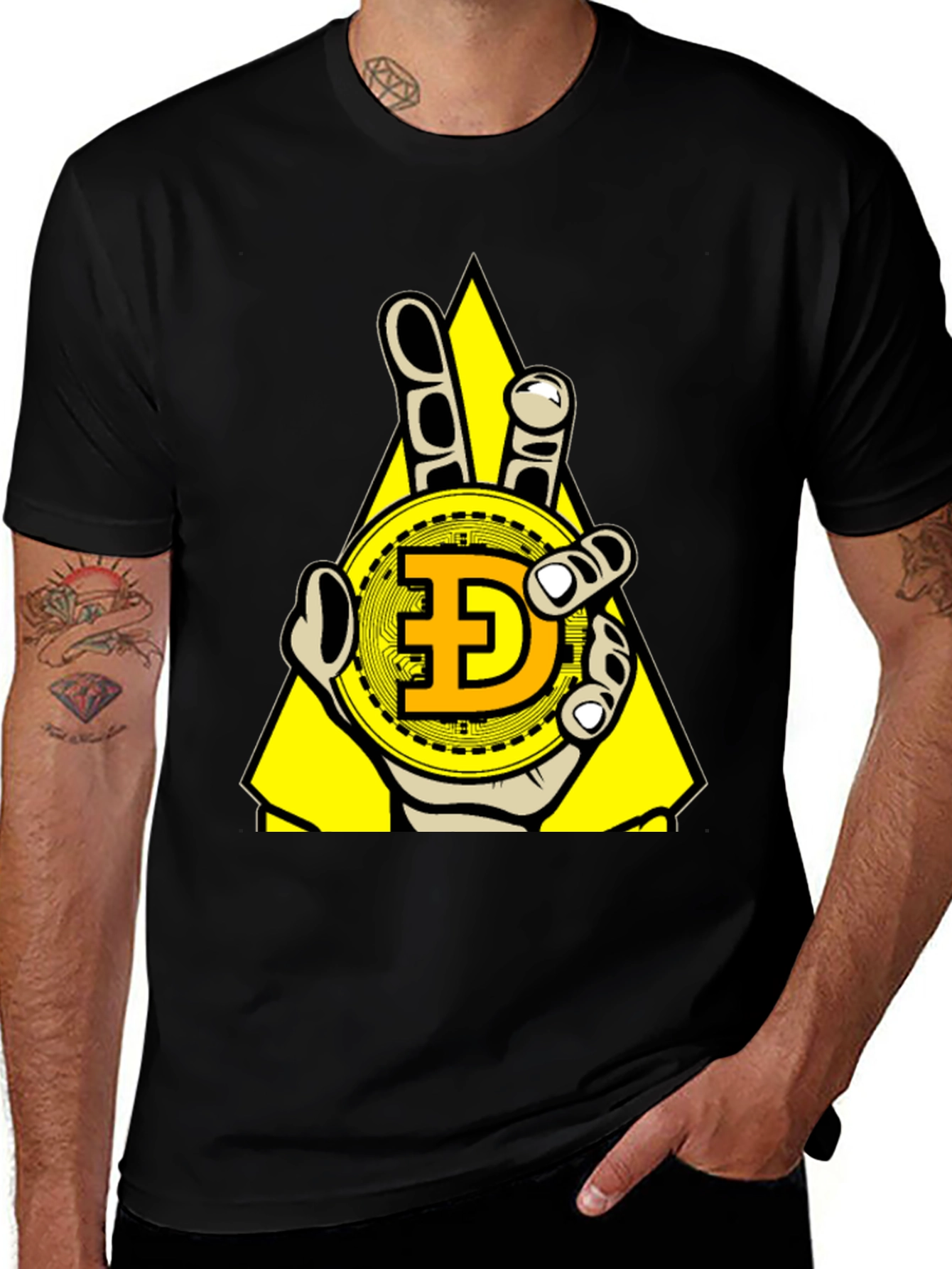 Variant 21 of Dogecoin Triangle T-Shirt Crypto Fashion