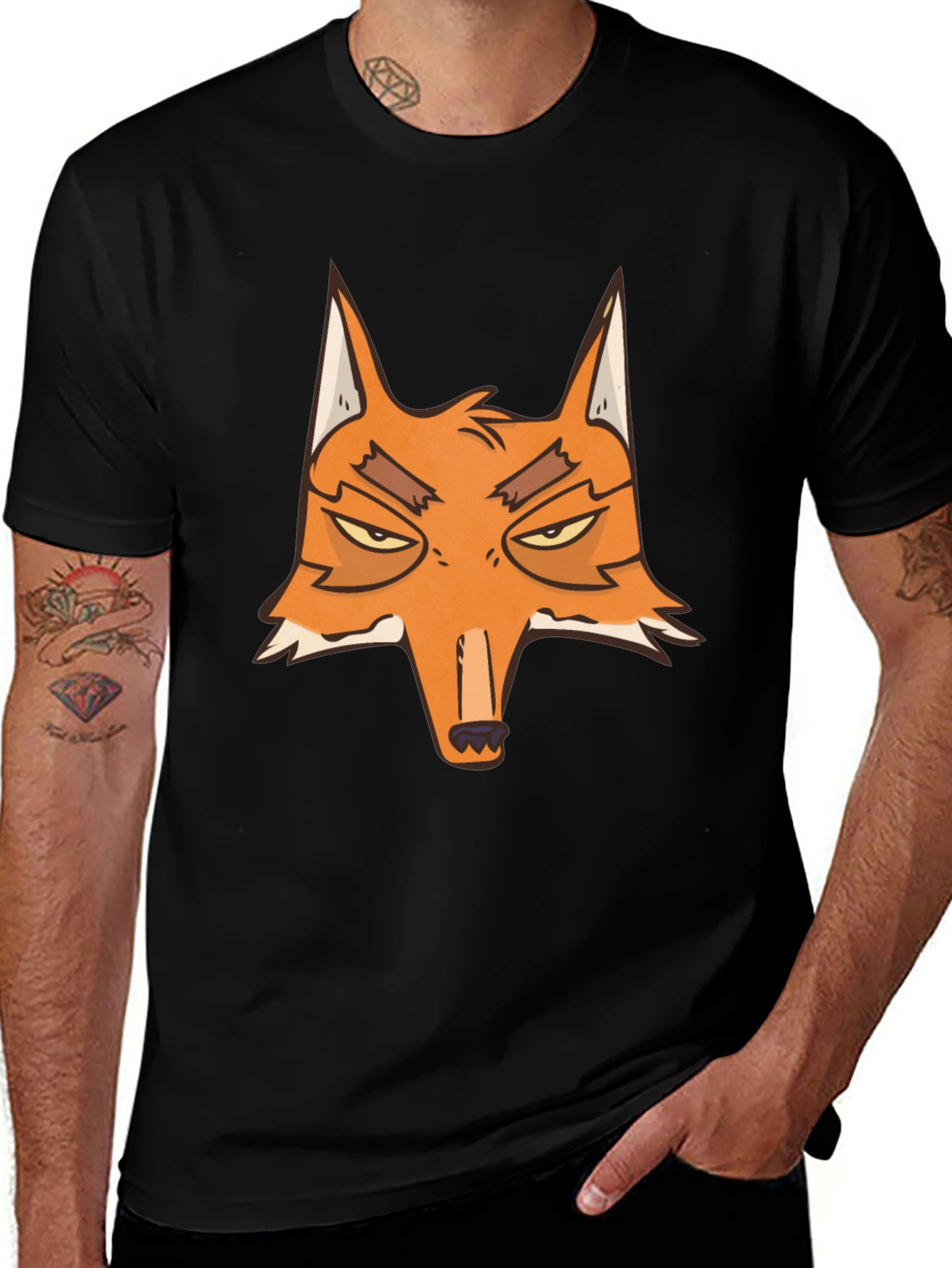 Variant 20 of Fox Graphic Tee - Black Cotton Blend Casual Top